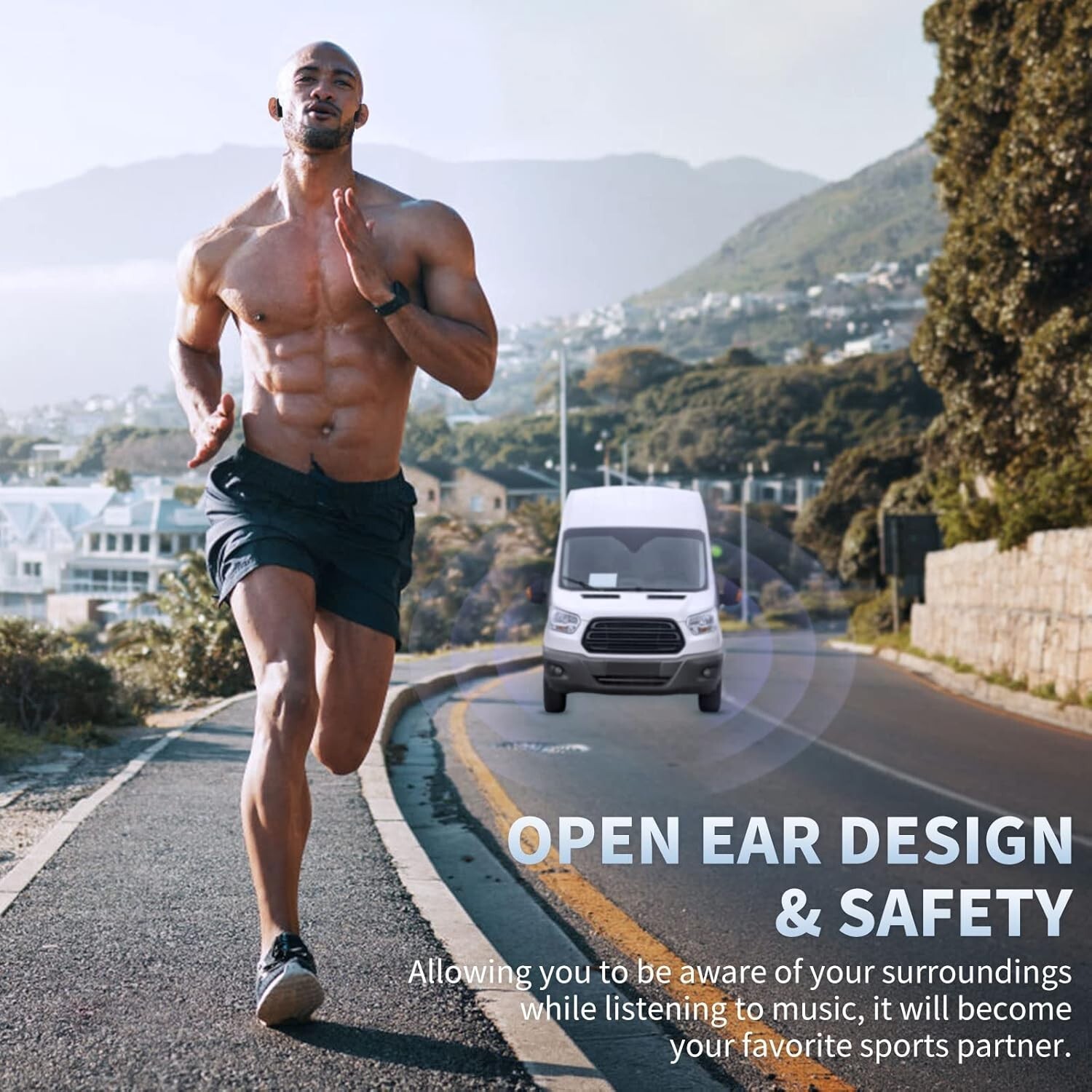 Auriculares deportivos Bluetooth premium de oído abierto con micrófono US NUEVO