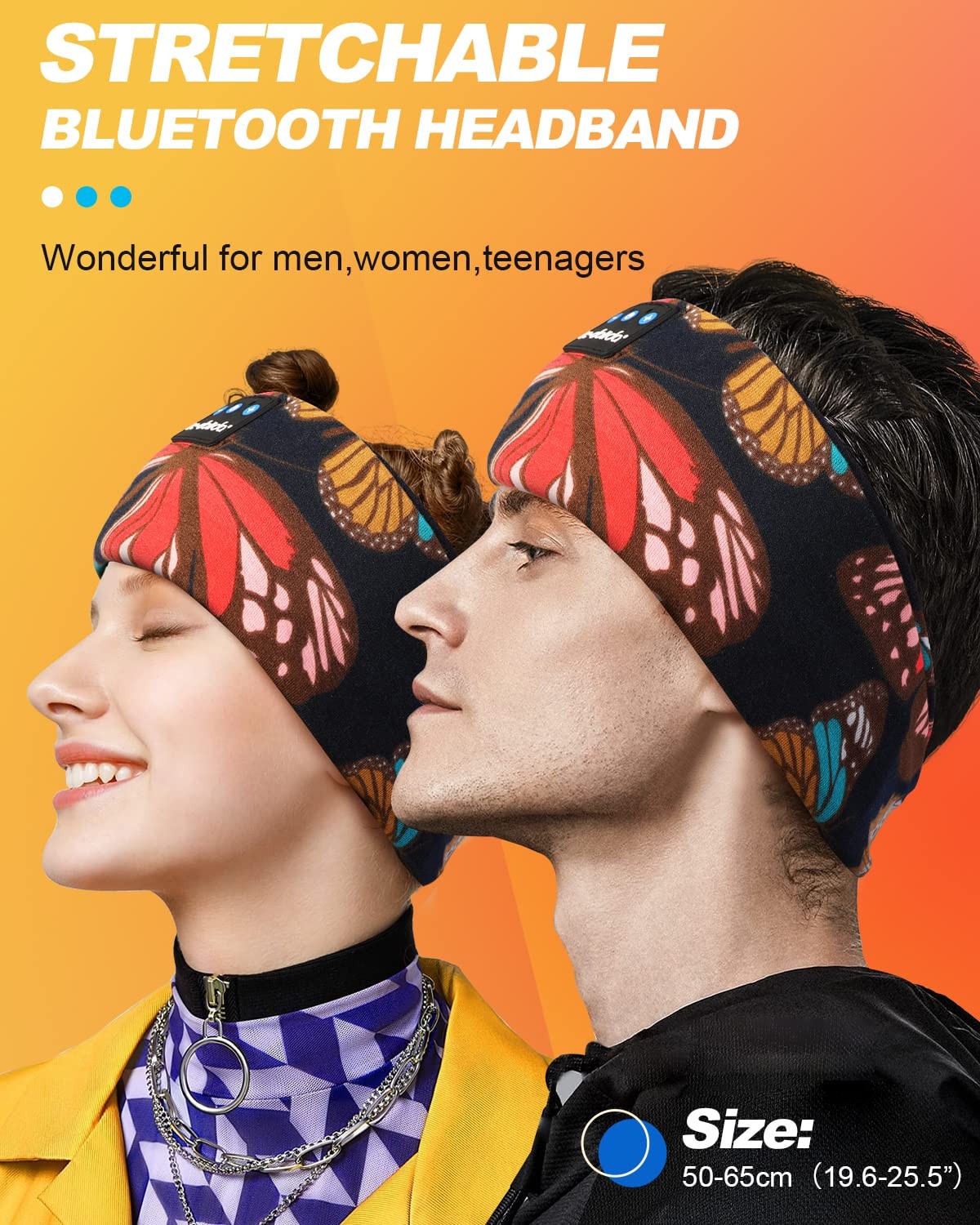 LC-dolida Sleep Headphones Headband 1 Count (Pack of 1), Artistic Butterfly
