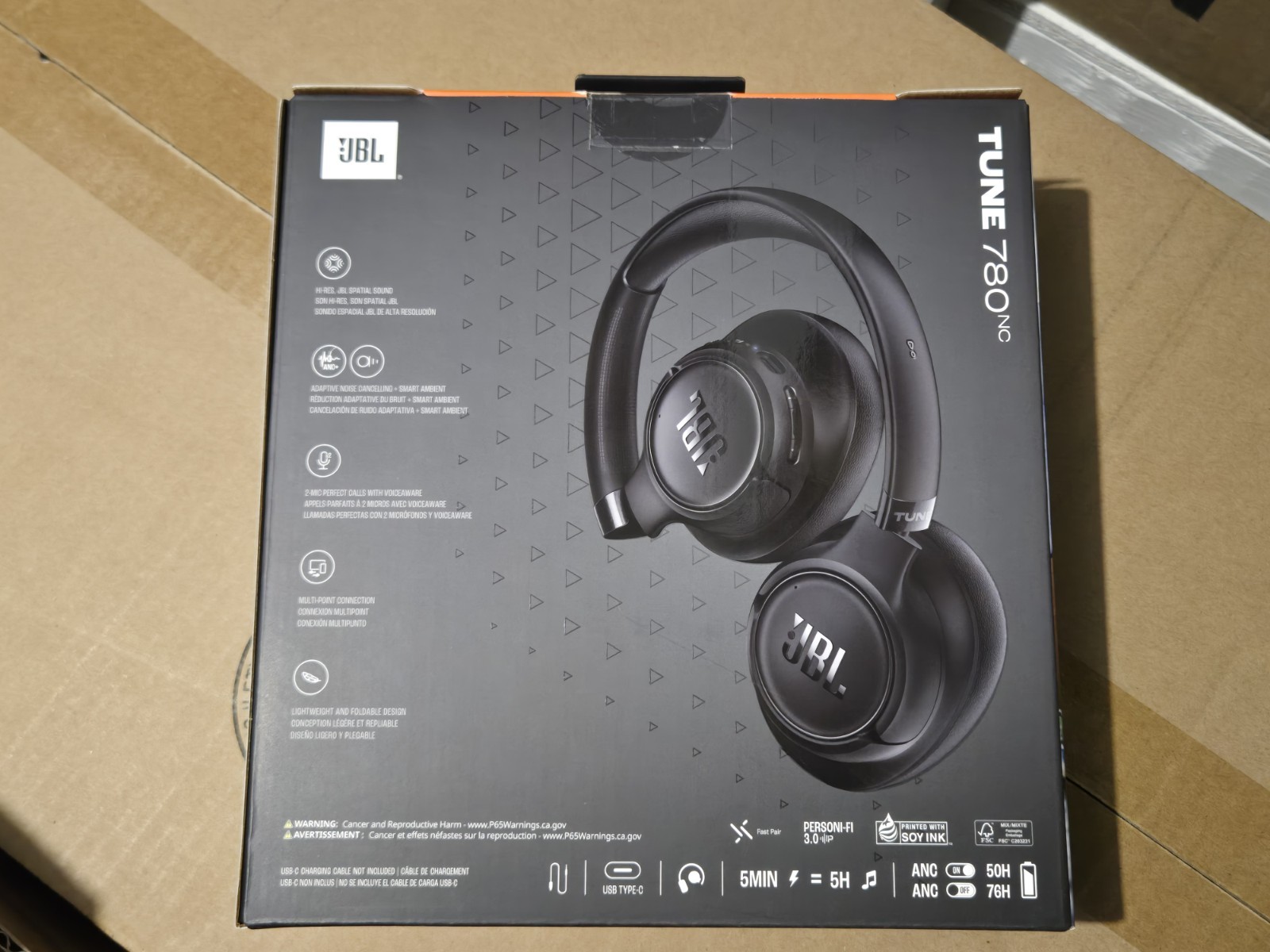 76 Hour JBL TUNE 780NC Wireless Over-Ear Headphones Noise Canceling Black ANC