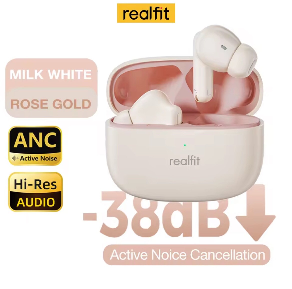 Realfit F3 ANC Active Noice Cancellation Bluetooth Earphones ENC Call HIFI Stere