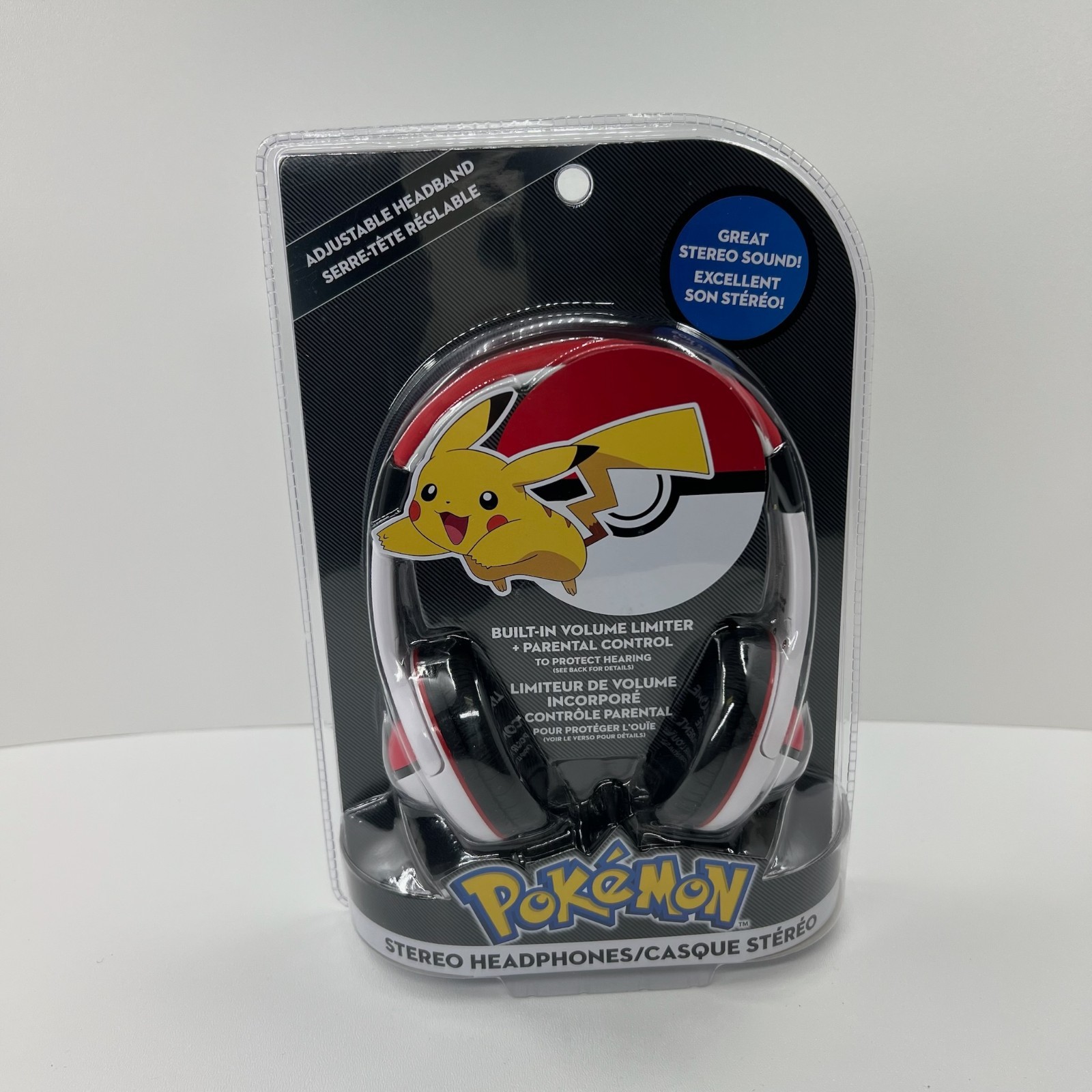 eKids Pokemon Pikachu Wired Over Ear Kids Stereo Headphones Adjustable Red White