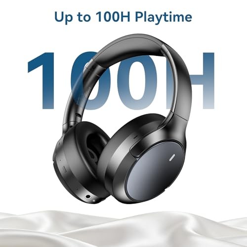 Hybrid ANC Wireless Over-Ear Headphones, 100H Playtime, Hi-Res Audio, Black