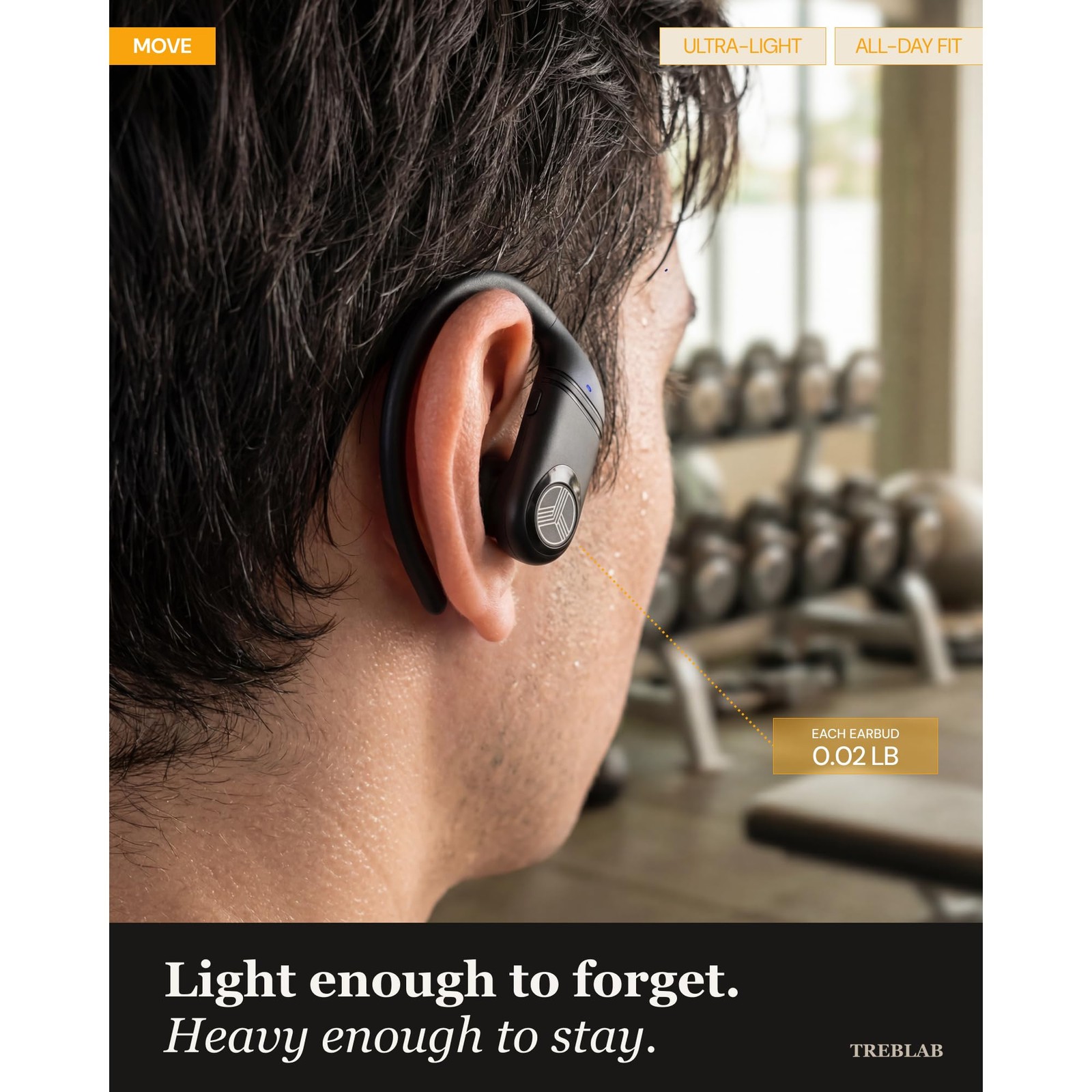 TREBLAB X4 Wireless Earbuds with Earhooks – 253H Battery, ENC Mic, Bluetooth 5.4