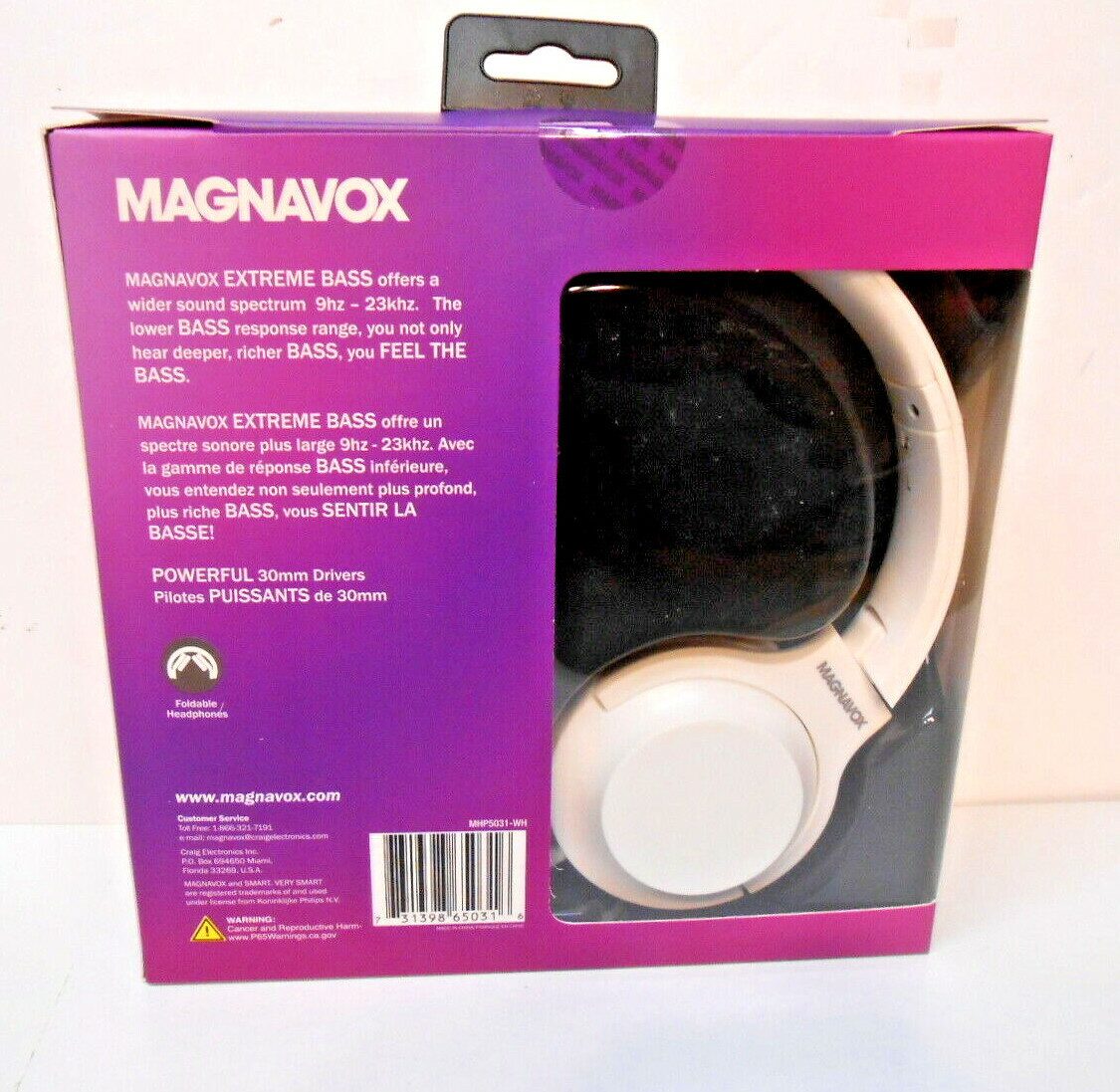 Magnavox / Craig Electronics “Extreme Bass” Stereo Headphone Deeper Bass NEW!!