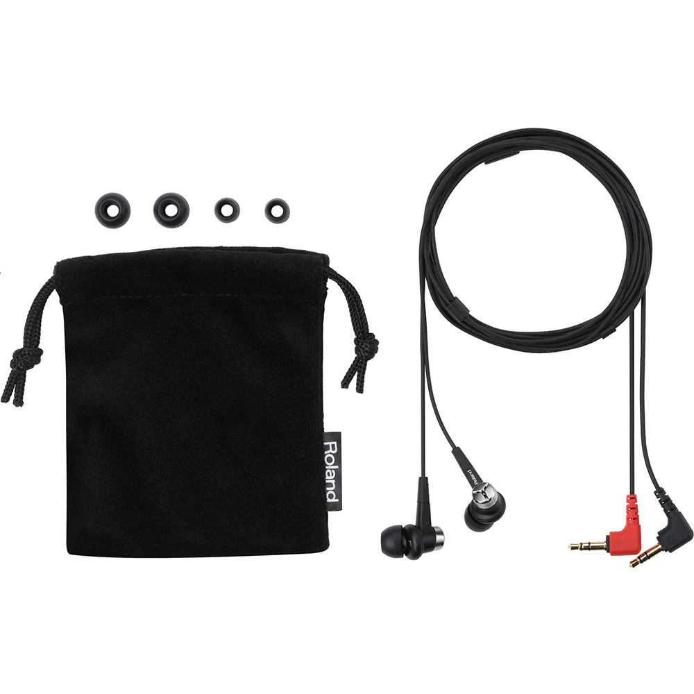 Roland CS-10EM Binaural Microphone Earphone ASMR w/Earpiece, Carrying Pouch