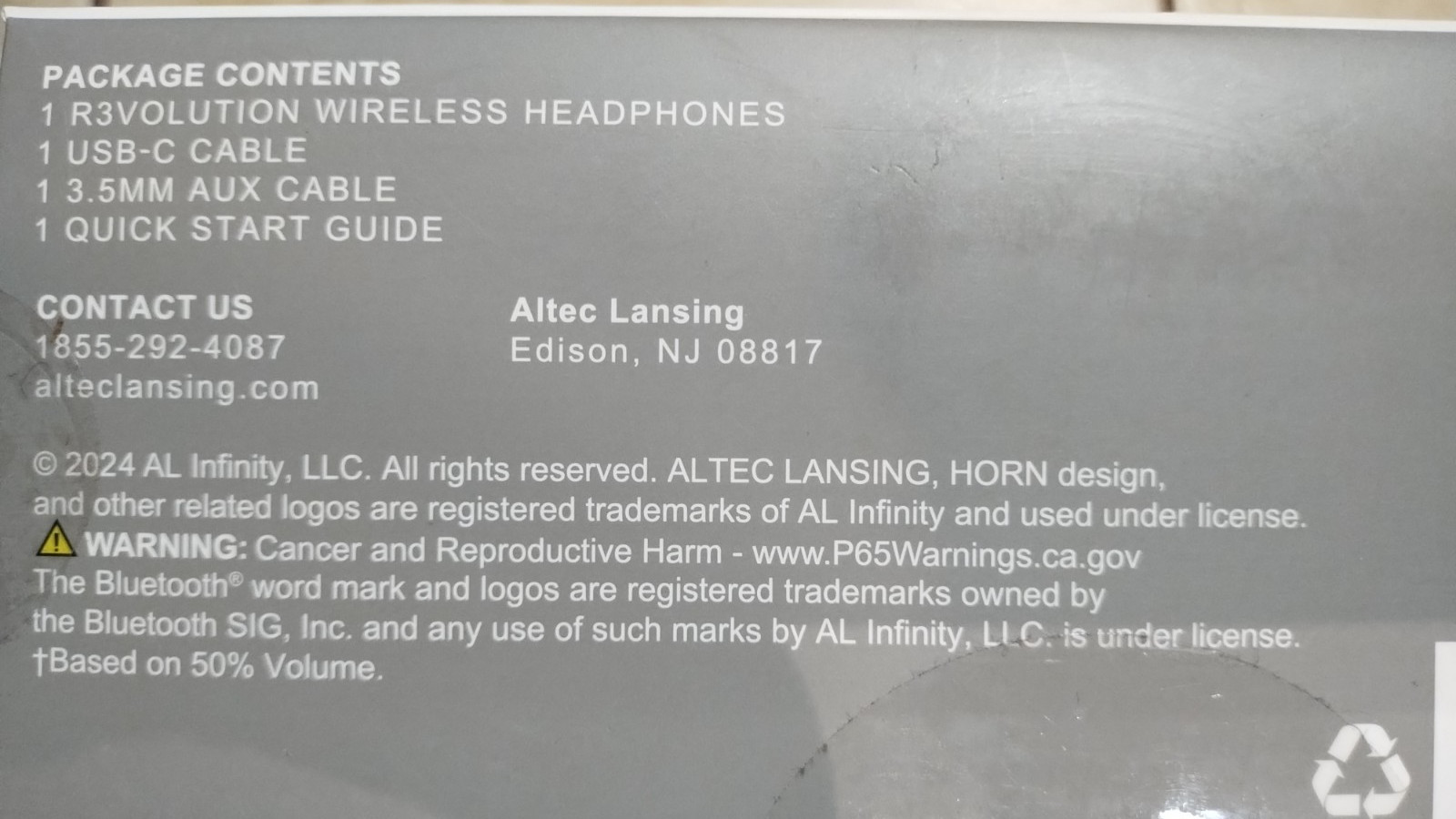 Altec Lansing R3volution X Wireless Bluetooth Headphones Black MZX009-BLK ONYX