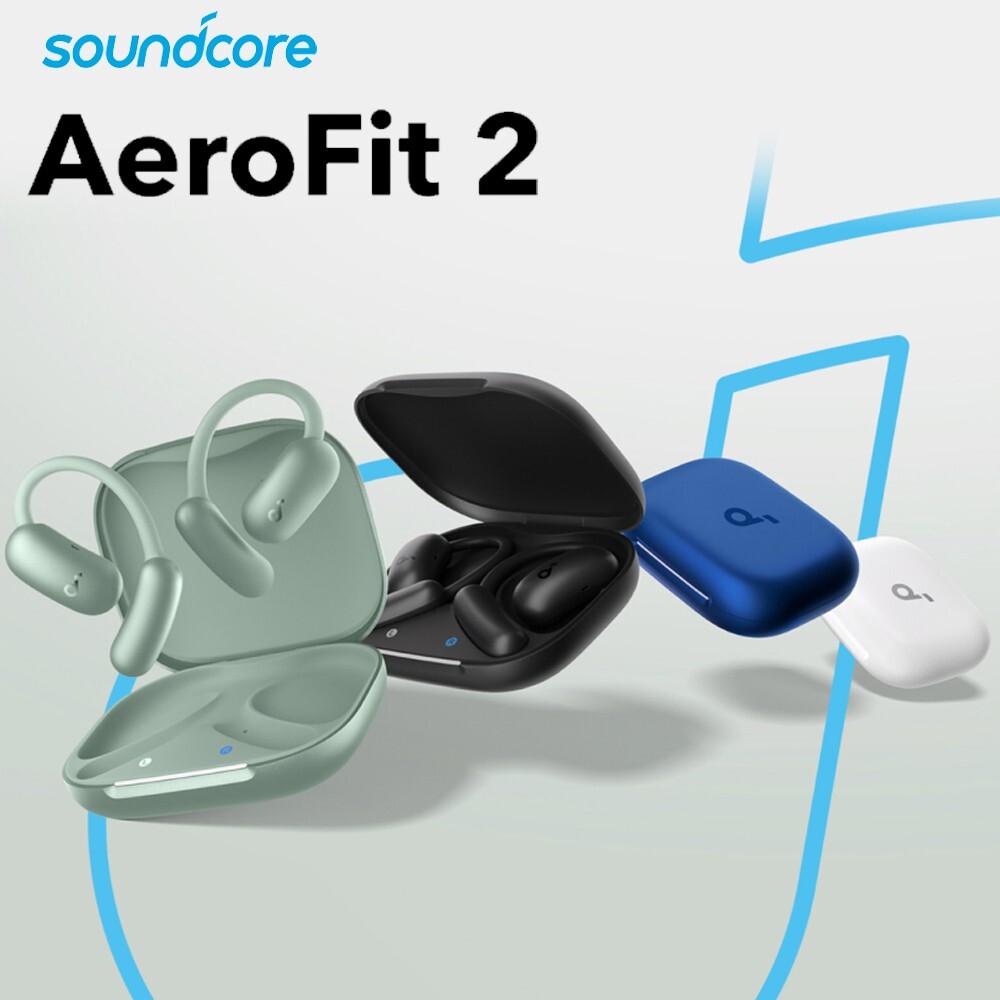 Soundcore AeroFit 2 Open-Ear Headphones Wireless Earbuds Hooks Hi-Res Rich Bass