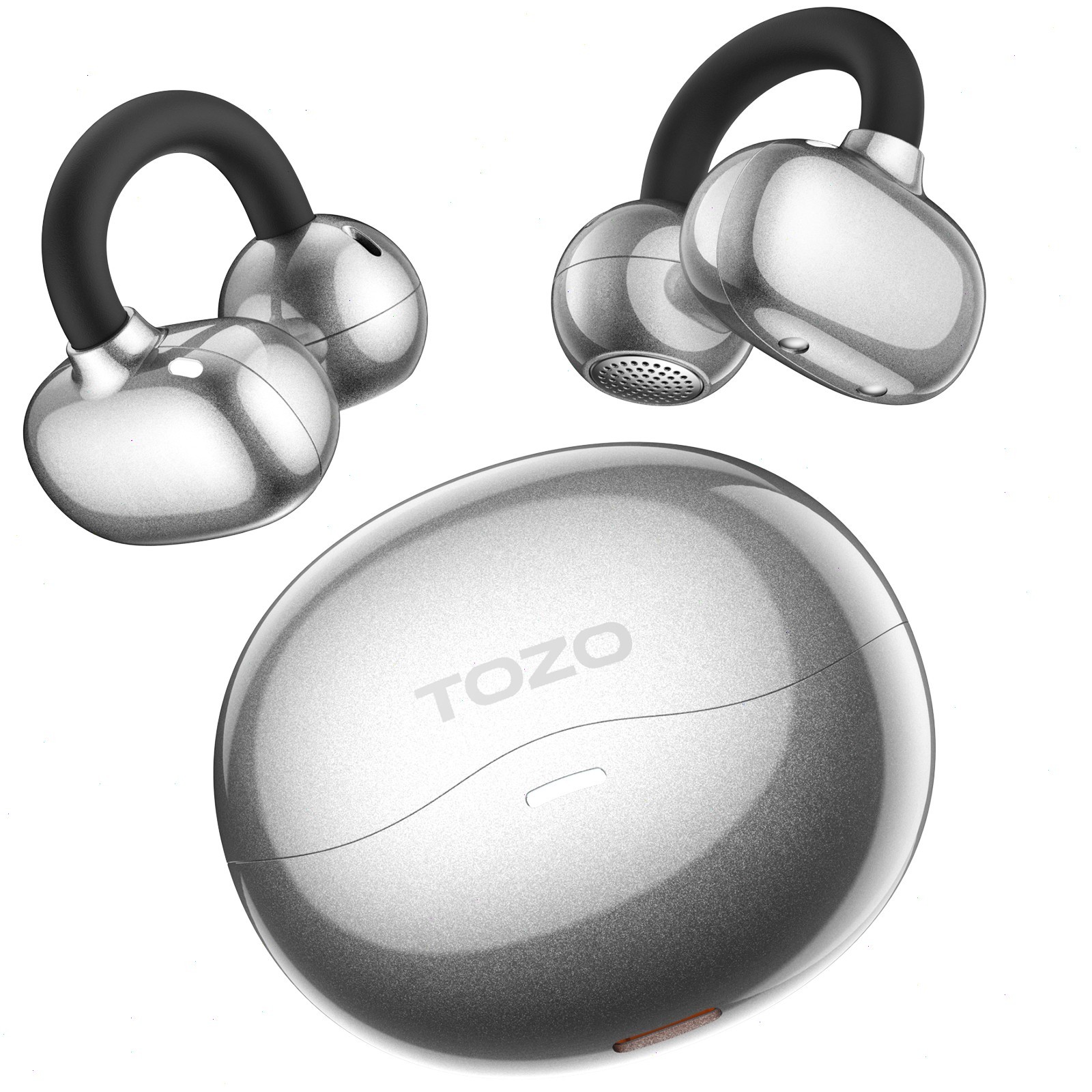 TOZO Bluetooth 5.4 Wireless Earbuds Open Ear Clip On Headphones Black