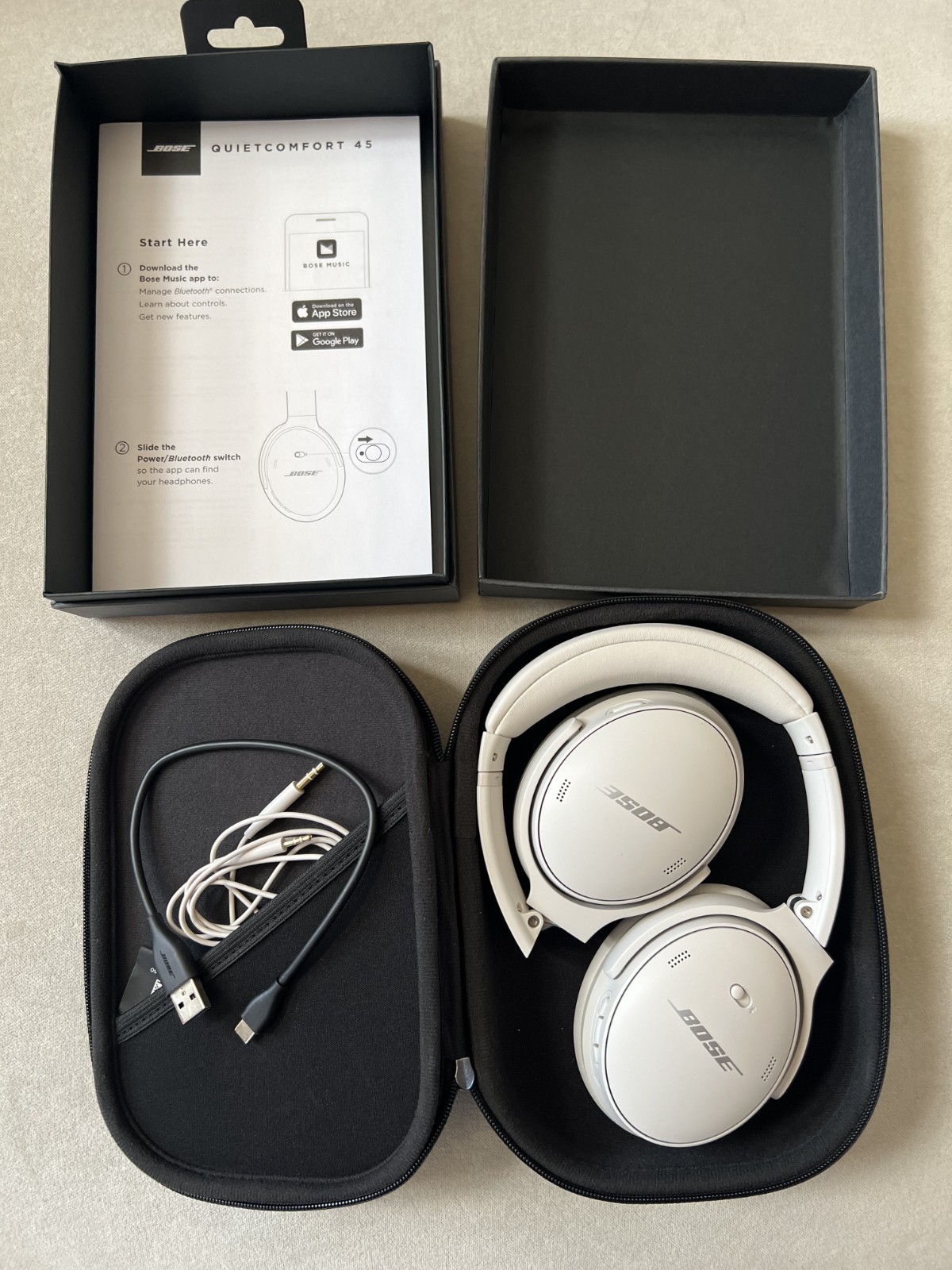 Bose QuietComfort 45 Wireless Over-Ear Headphones – White Smoke