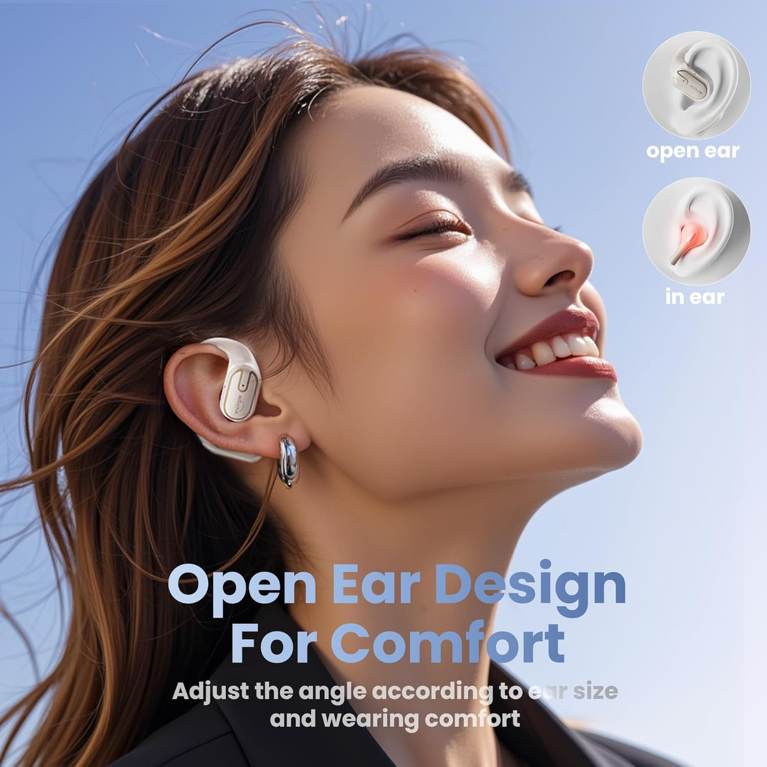 Open Ear Headphones Earbuds Wireless – 5.4 Bluetooth Ear Buds with LED Digital D