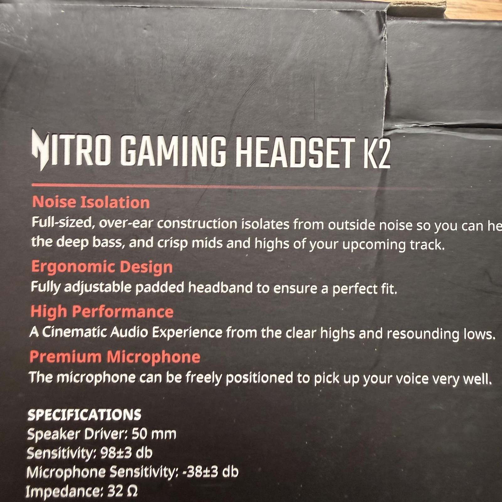 Acer Nitro Gaming Headset K2 Wireless Over-Ear Headphones Black 3.5mm USB PC
