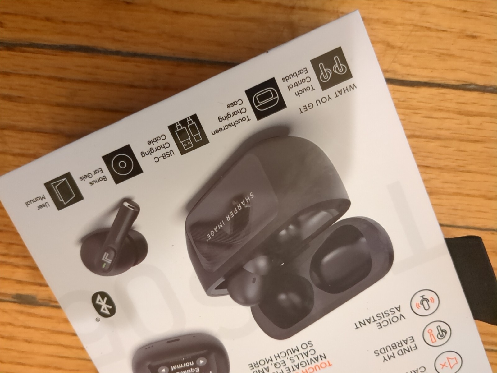 Sharper Image Touch Tone TWS Wireless Earbuds w/ Led Touch Screen Noise Cancel