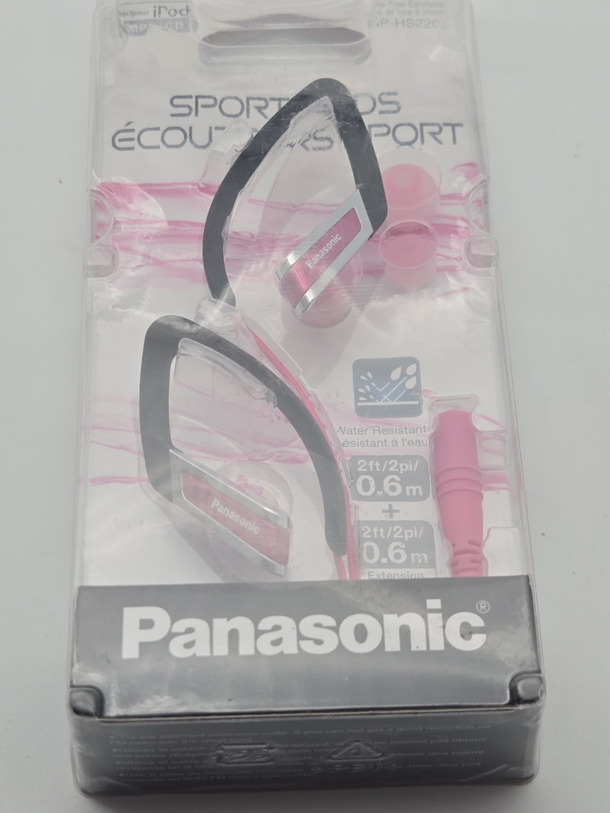Panasonic RP-HS220 EarBuds Pink – Sport Buds Corded – New Factory Sealed – NOS