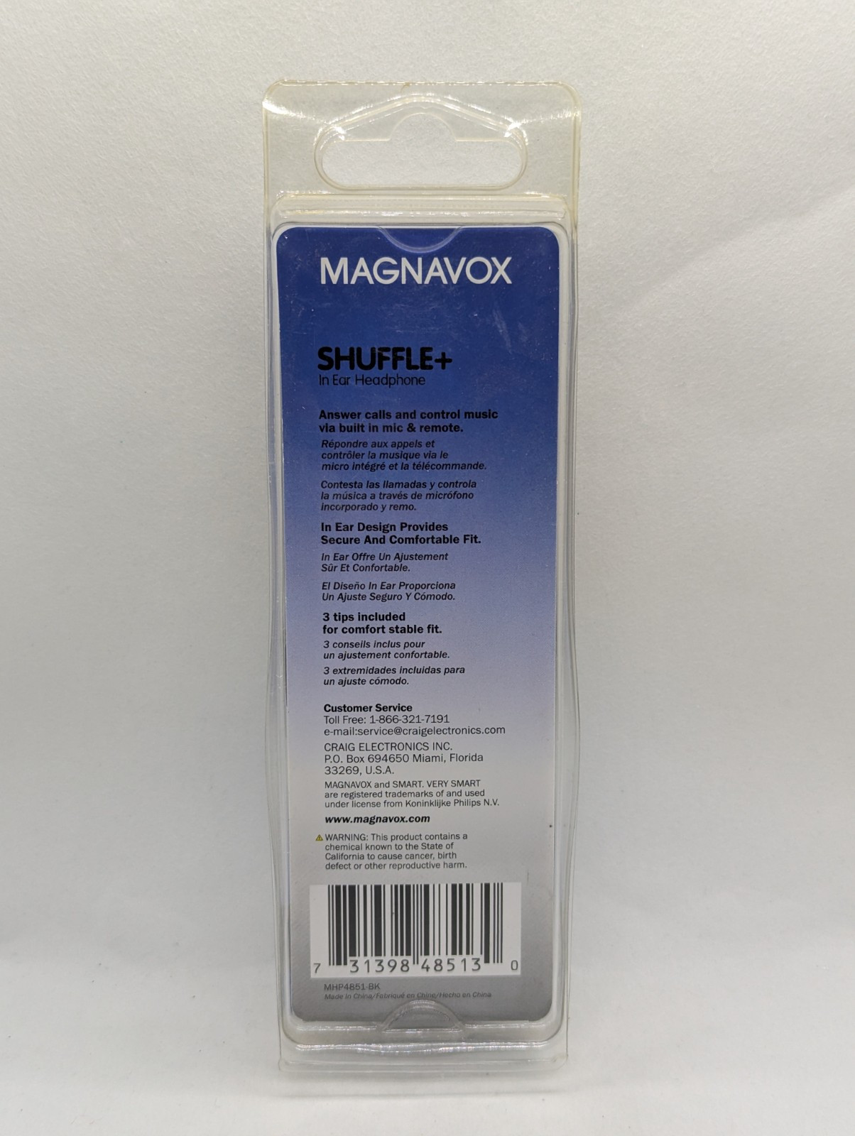 Magnavox Shuffle+ In Ear Headphones w/ Handsfree Mic & Music Ctrl, Black – NEW