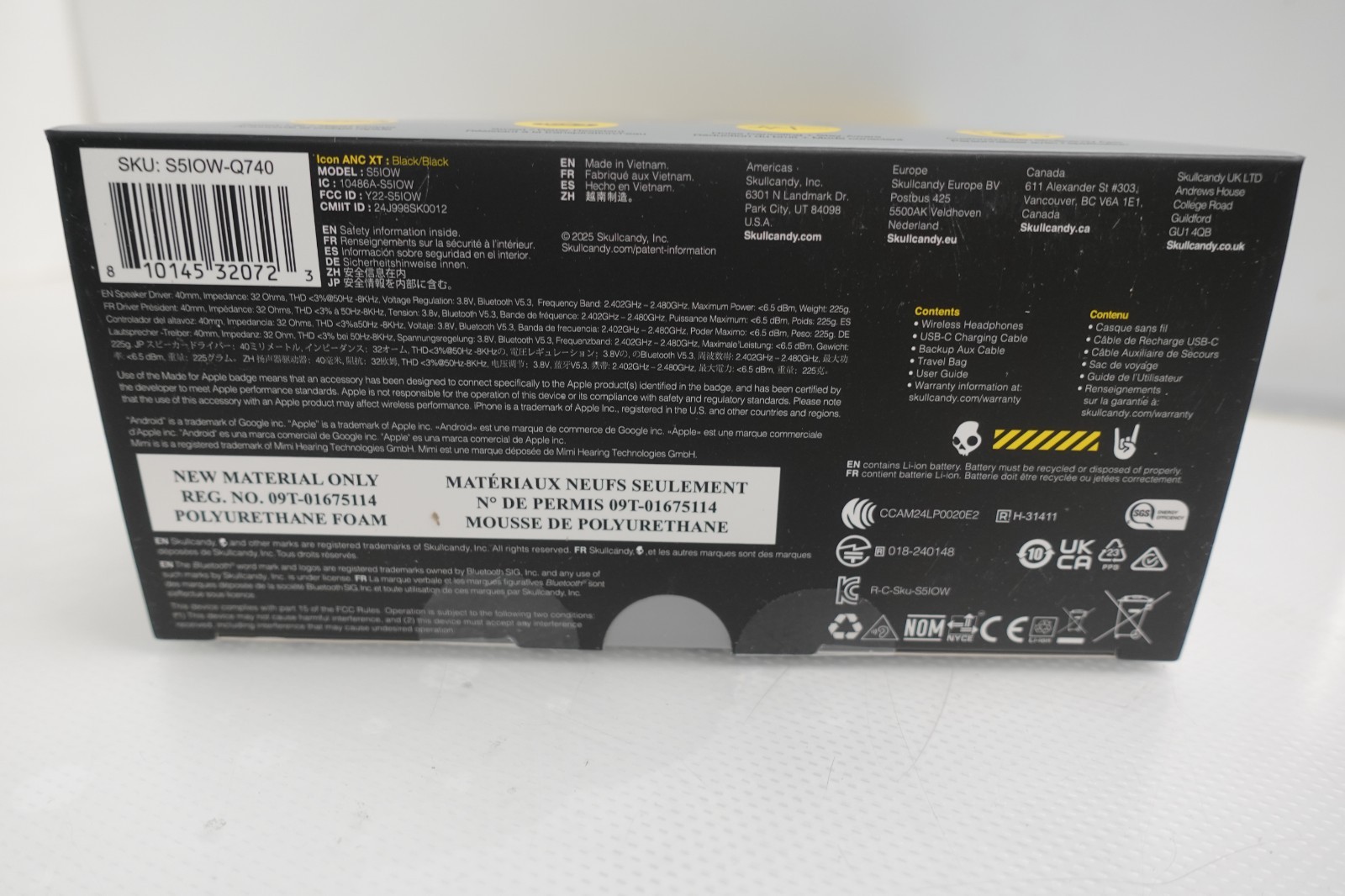 Skullcandy ICON ANC XT Bluetooth Headset Black W/ Noise Cancelling