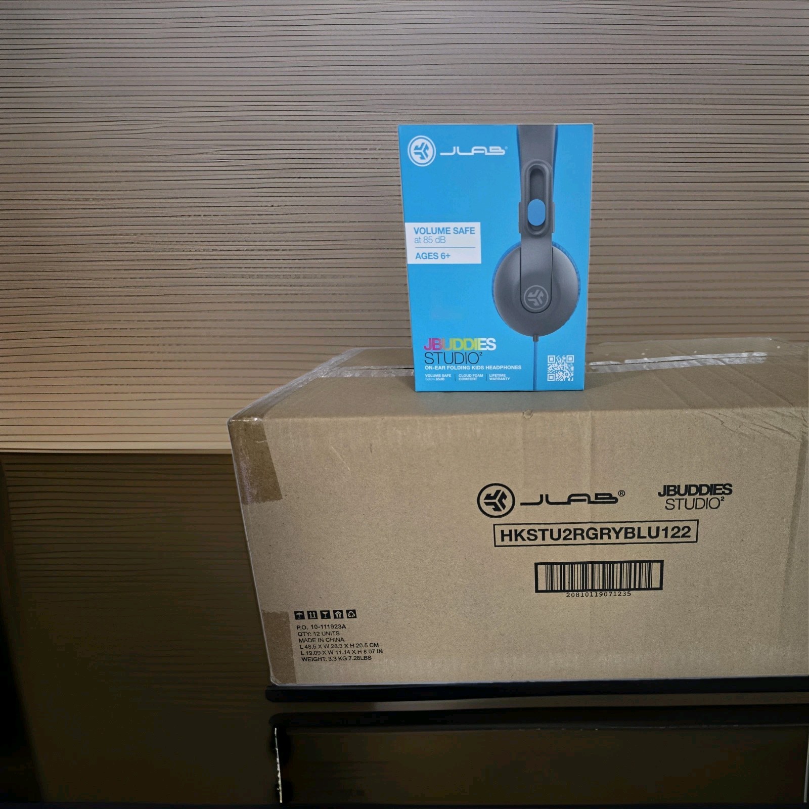 JLab JBuddies Studio2 Kids Headphones Gray/Blue Bulk Lot Case of 12 New Sealed
