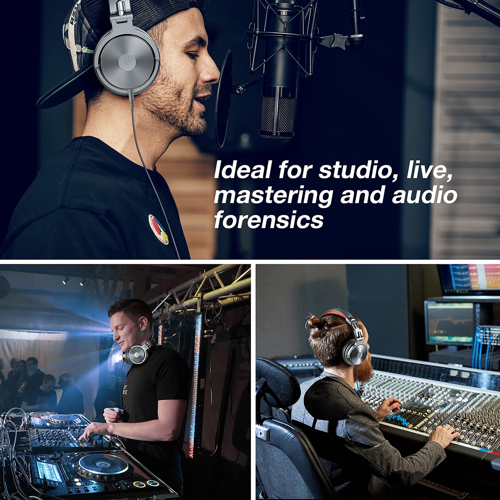 Hi-Res Over Ear Headphones 50mm for Studio Monitoring Mixing Wired