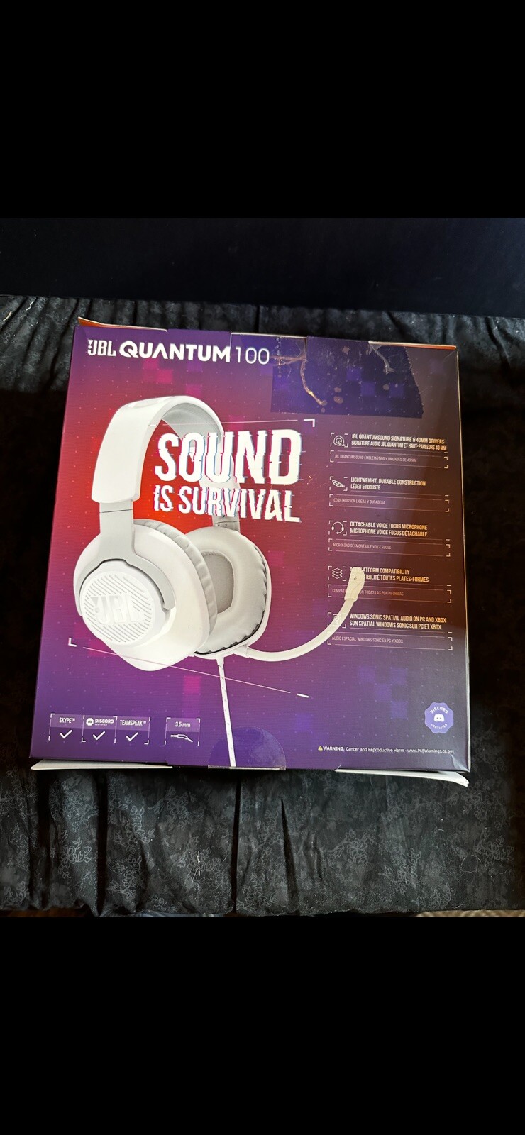 JBL Quantum 100 Wired Gaming Headset Headphones With Detachable Voice Microphone