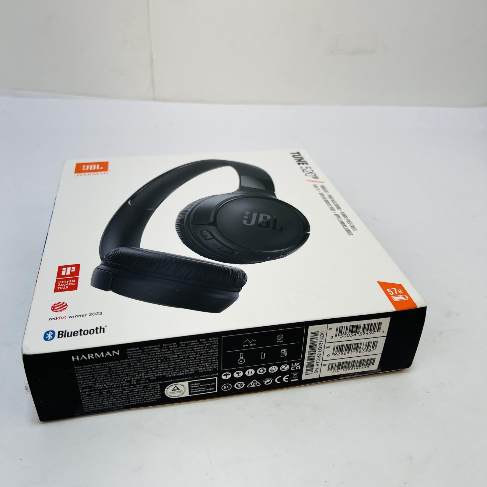 JBL TUNE 520BT Wireless Headphones – Bluetooth, 57H Battery, Pure Bass, Black