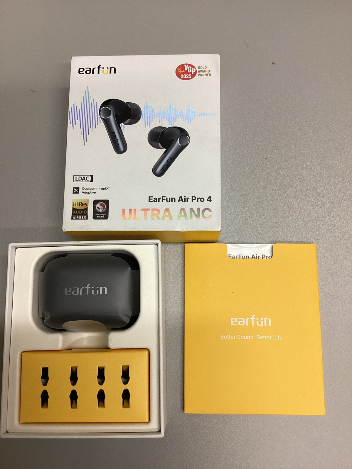 EarFun Air Pro 4 Ultra ANC Wireless Earbuds Noise Canceling aptX LDAC 52H Black