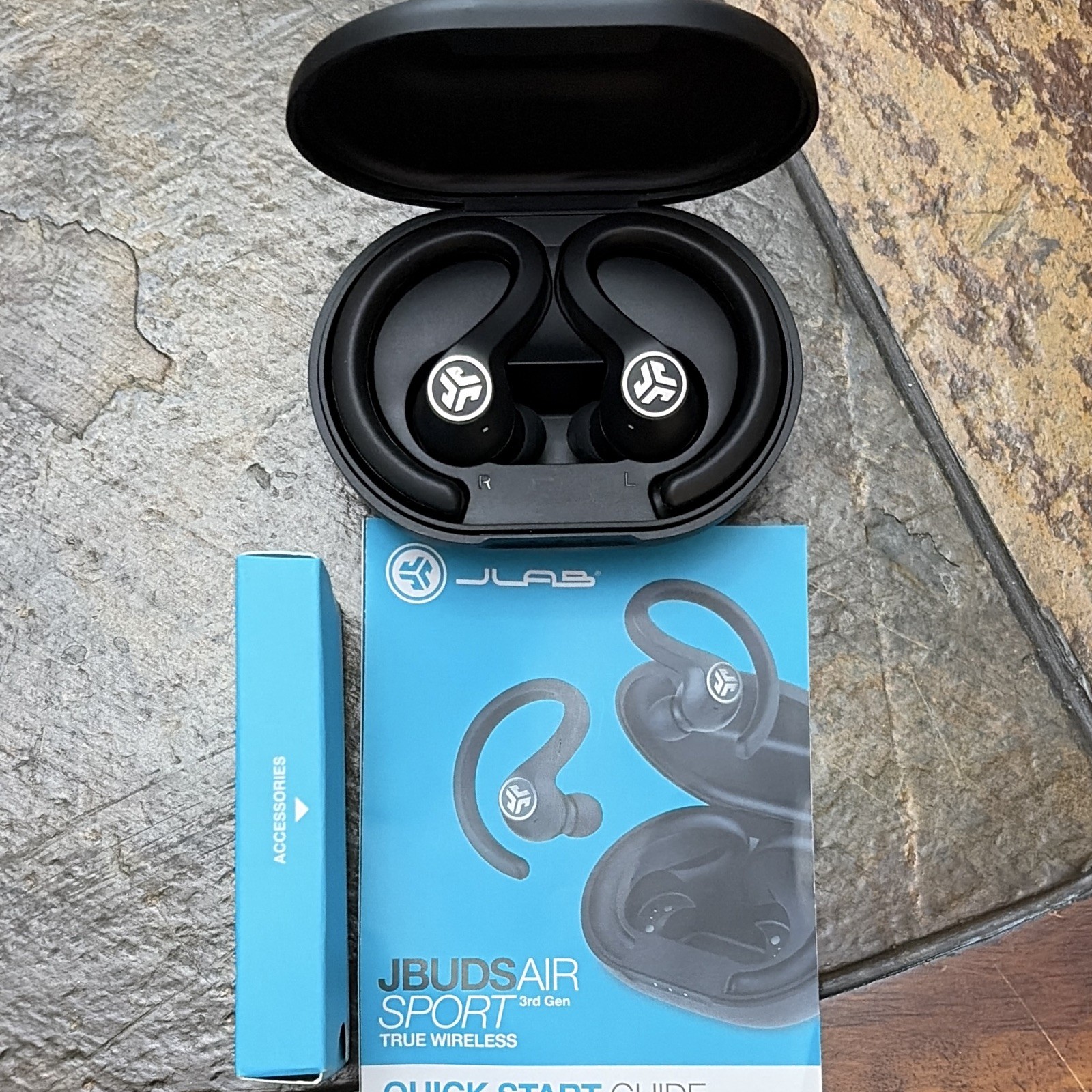 JLab JBuds Air Sport 3rd Gen True Wireless Bluetooth Ear-Hook Earbuds Black