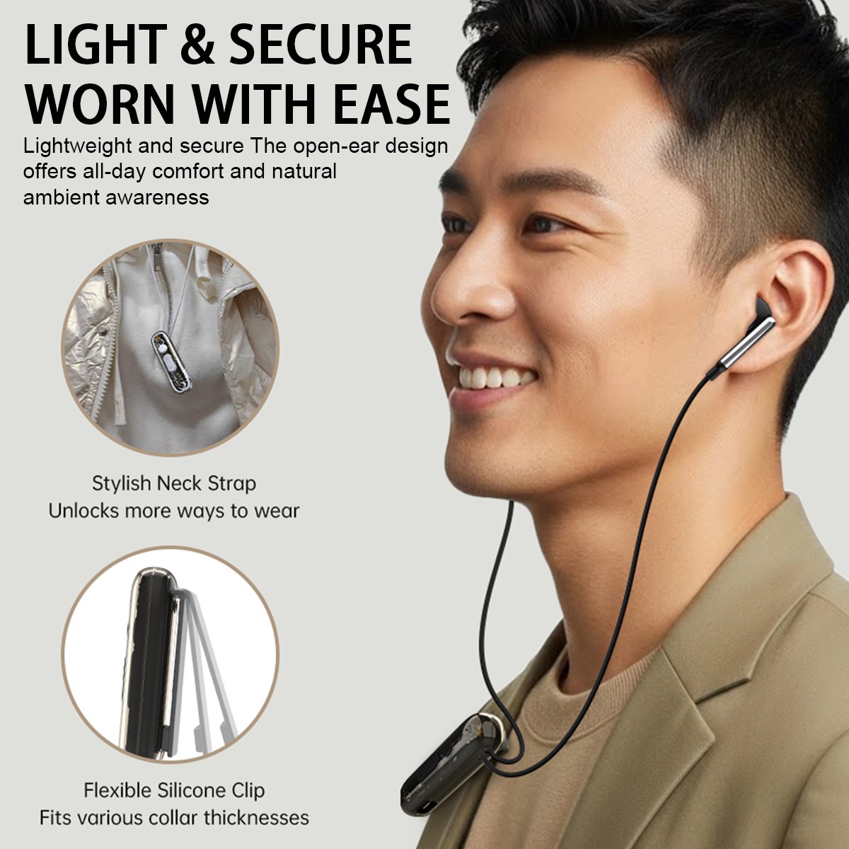 NEW Magnetic Clip-On Hearing Aids Amplifier Bluetooth Headset 8 Volume Levels US