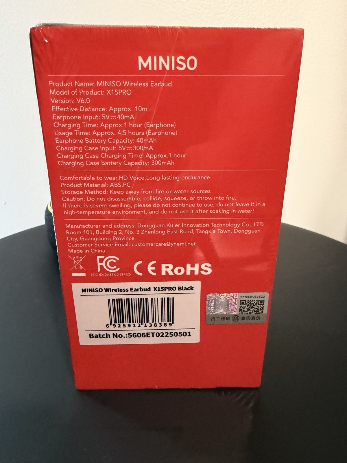 MINISO X15PRO Bluetooth Wireless Earbud Black, Comfortable, HD Voice