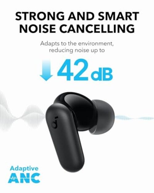P30i by Anker Noise Cancelling Earbuds, Strong and Smart Noise Black