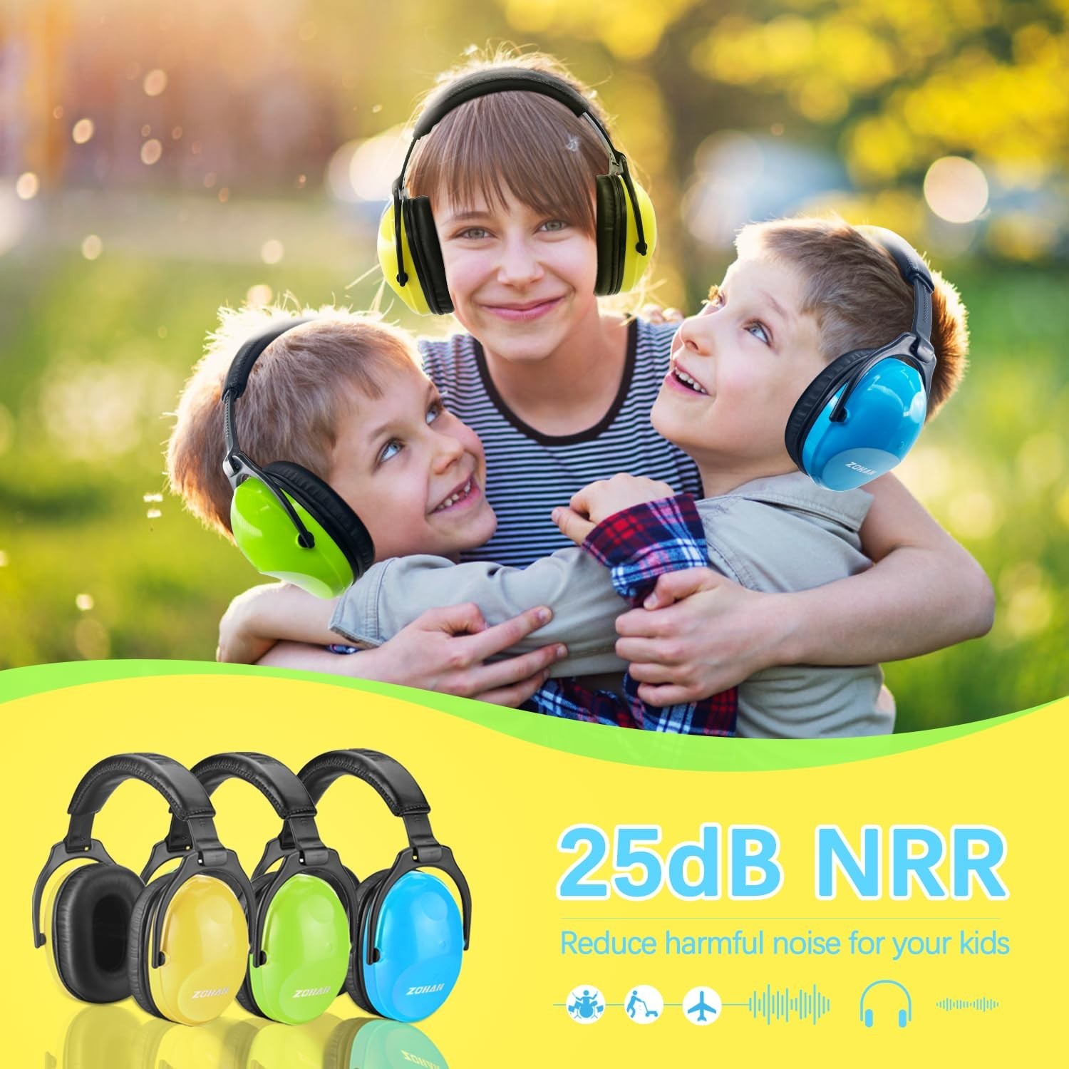 Kids Noise Cancelling Headphones 3 Pack – Ear Protection for Concerts, Events, F