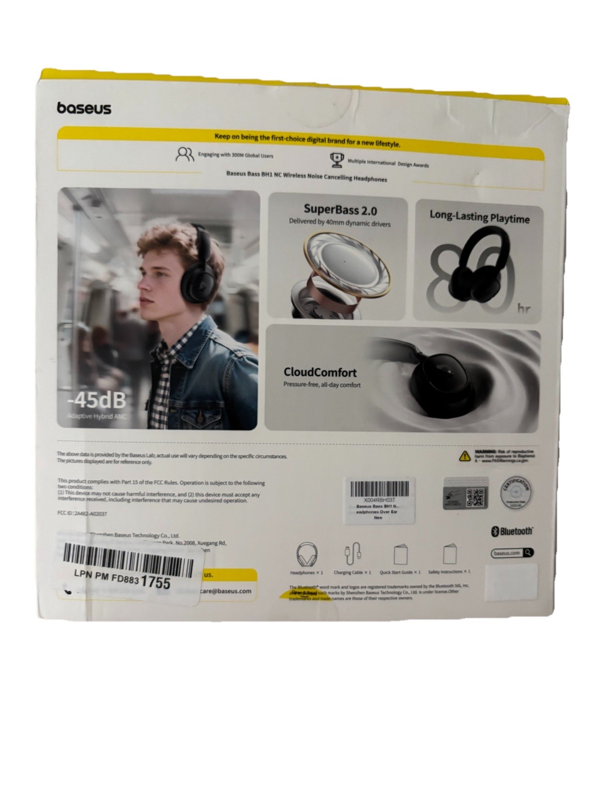 Baseus Bass BH1 NC Wireless Noise Cancelling Headphones Hi‑Res 80H Playtime