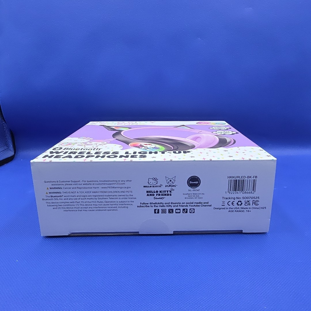 Hello Kitty and Friends KUROMI Wireless Light Up Headphones Bluetooth w/Mic NEW