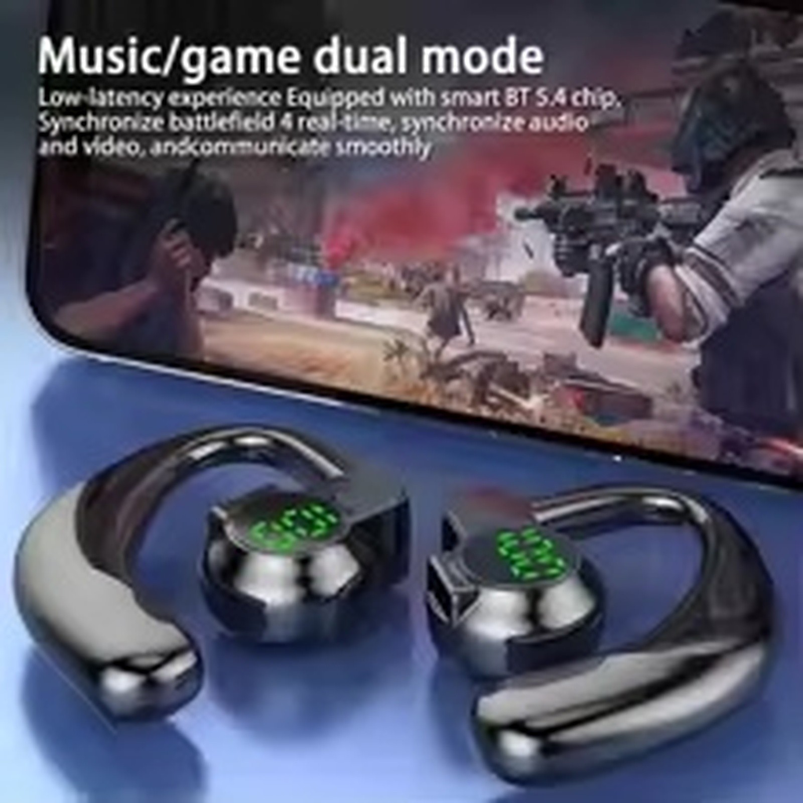 Open Ear Bluetooth Ear Hook Wireless Headset Single Ear LED Display Hands Free