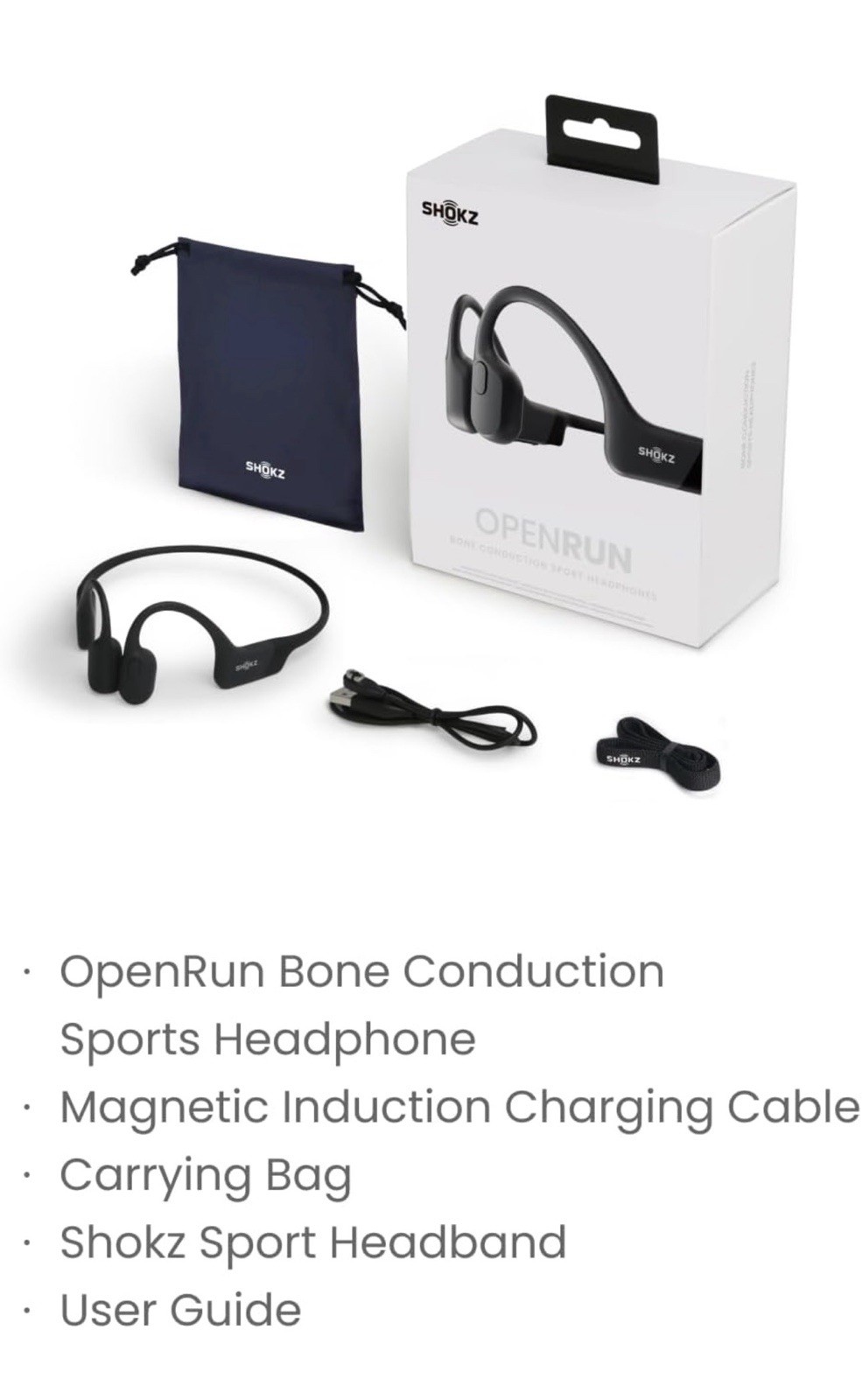 SHOKZ OpenRun Bone Conduction Open-Ear Bluetooth Sport Headphones