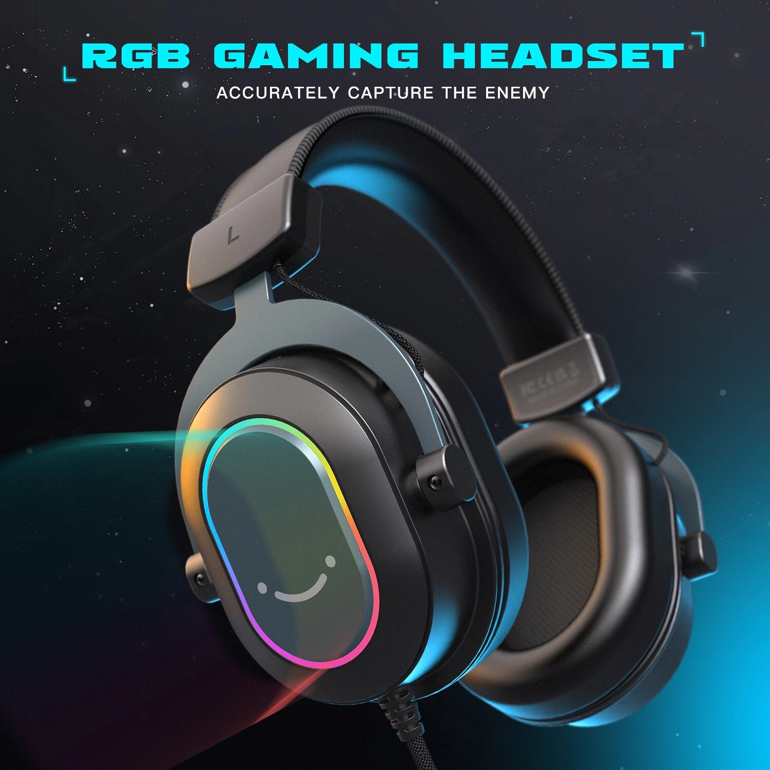 Fifine H6 Gaming Headset Mic Headphones Surround Sound RGB Gaming HiFi Stereo AU