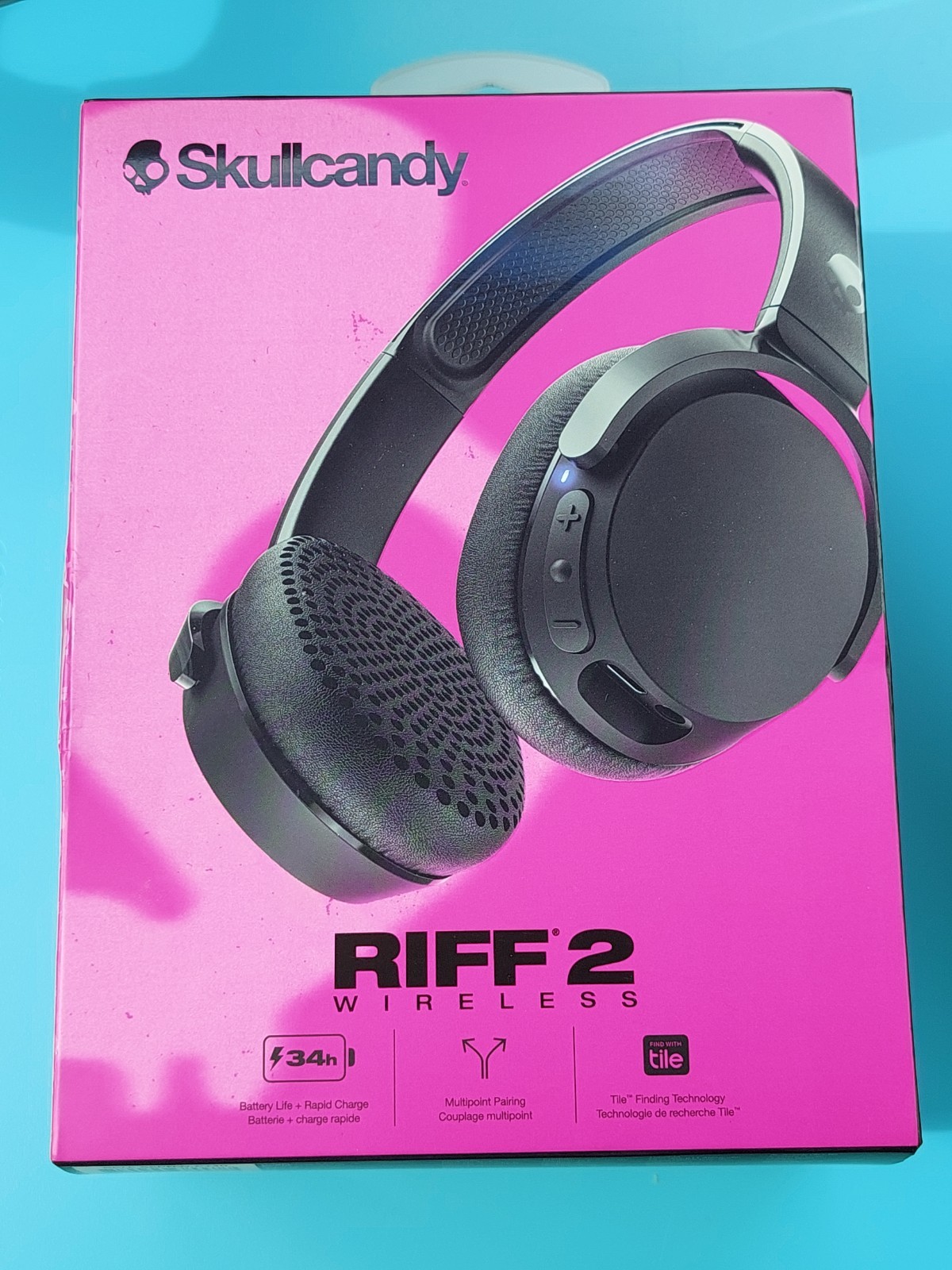 Skullcandy Riff 2 Wireless On-Ear Headphones – 34hr Battery Tile Bluetooth Black