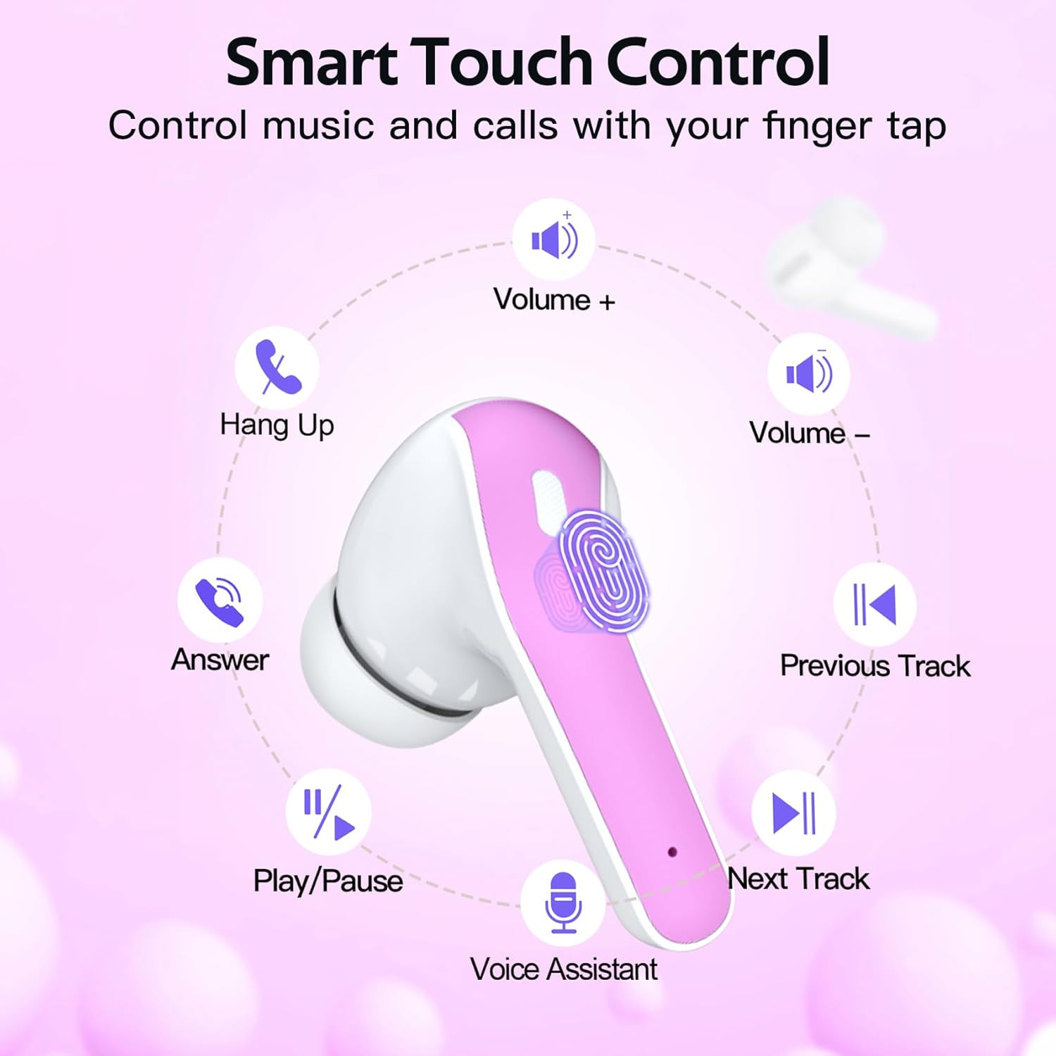 2 Sets X08 Purple and Sunset Pink Bluetooth Headphones True Wireless Earbuds 60H