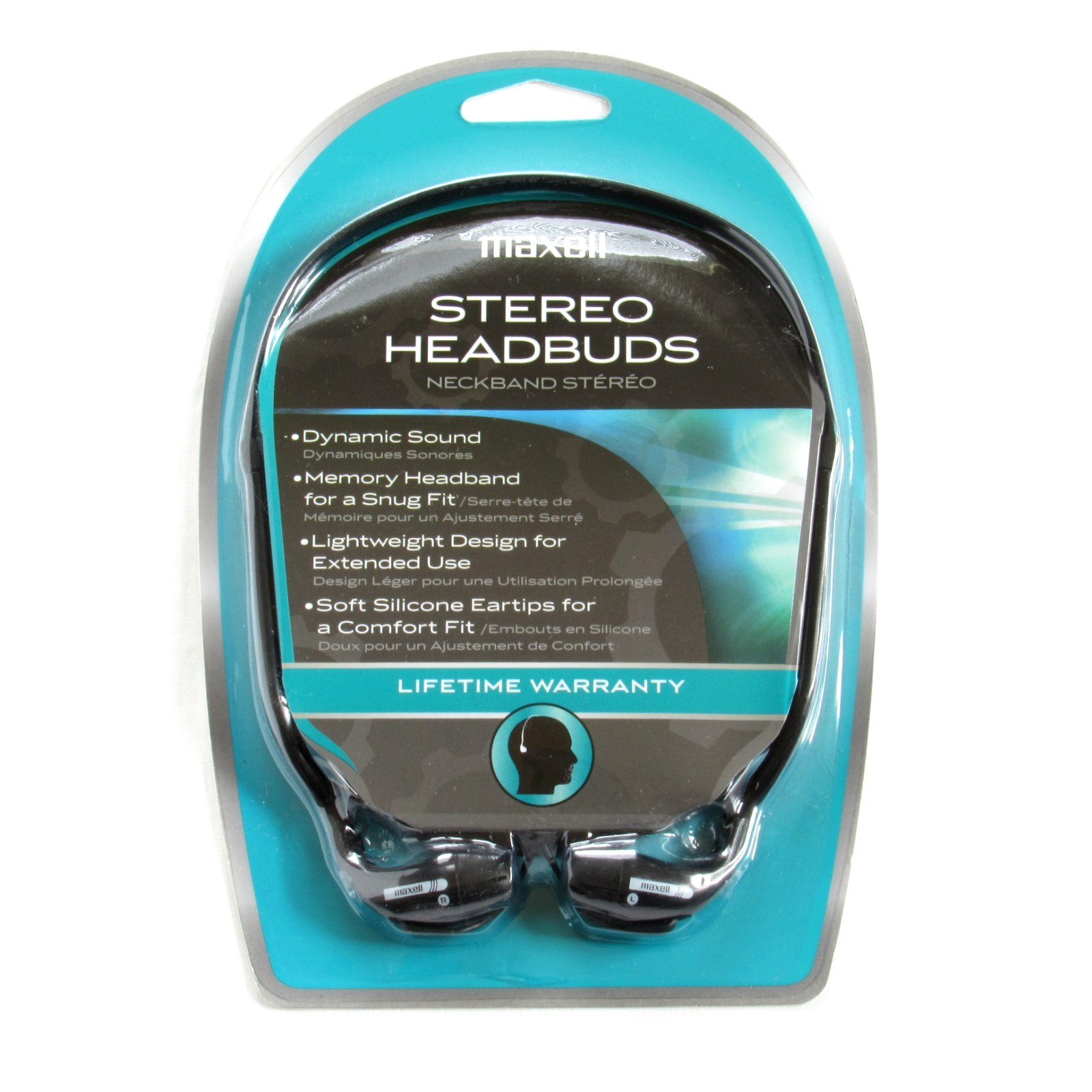 Maxell Stereo Headbuds HB-202 Neckband Ear Bud Headphones Black New