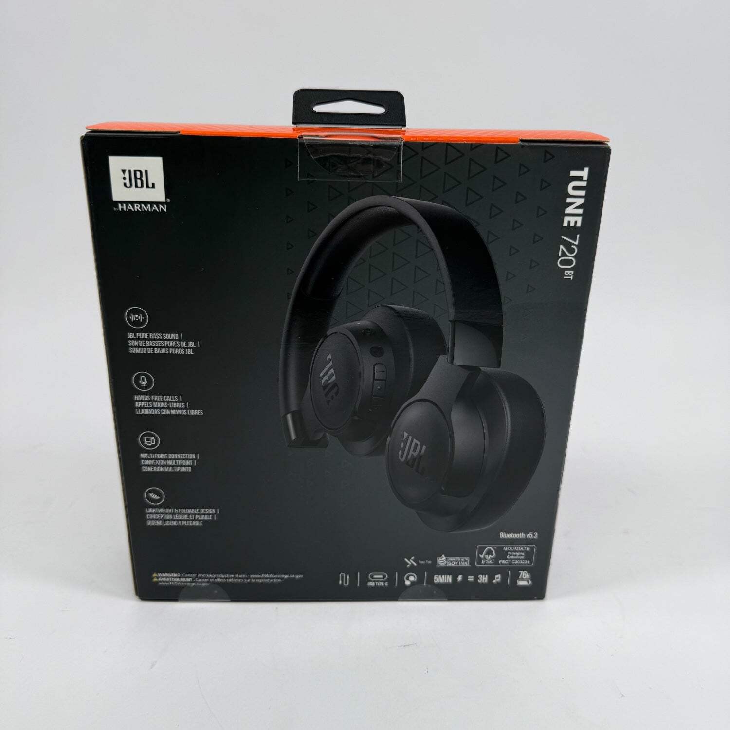 New JBL Tune 720BT Wireless Over-Ear Bluetooth Headphones Black TUNE 720BT