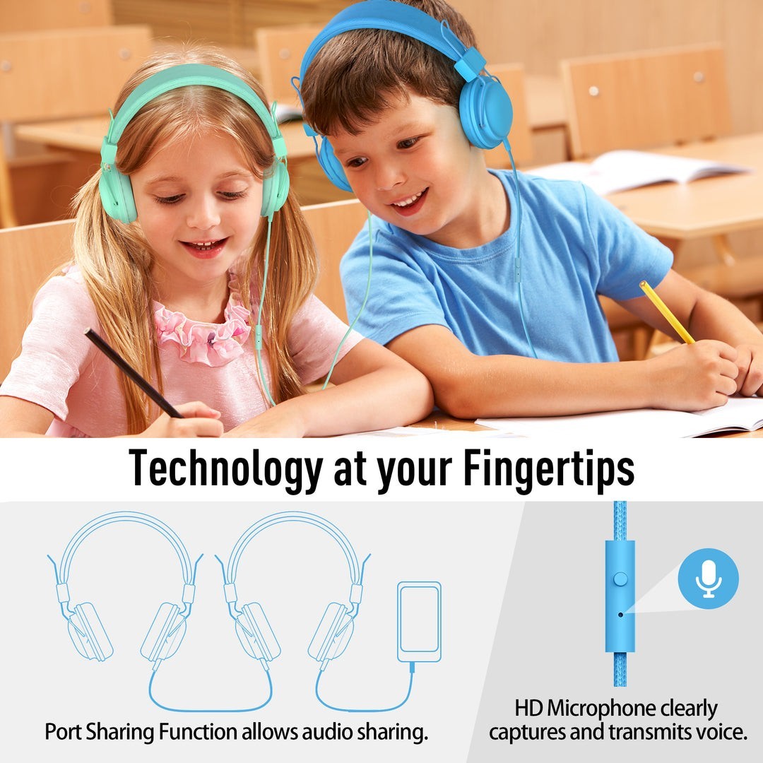 Kids Headphones with Microphone for School Chromebook iPad Wired Bulk Lot AILIHE