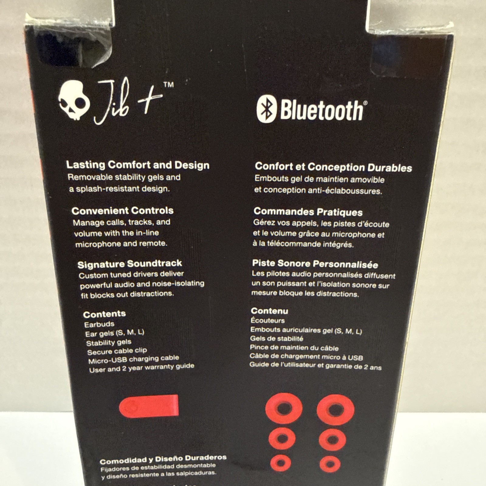 Skullcandy Jib + red Wireless In-Ear Headphones with inline mic & remote. New.