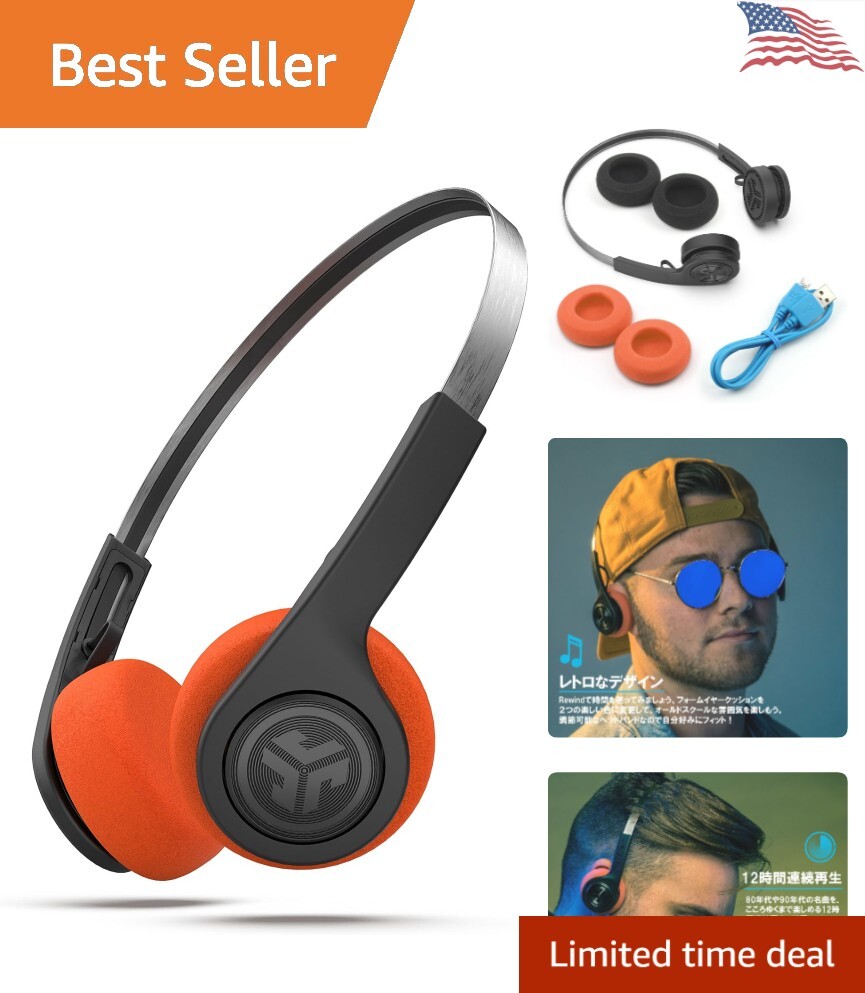 Throwback Wireless Headphones – Bluetooth 4.2 – 12-Hour Playtime – EQ3 Sound