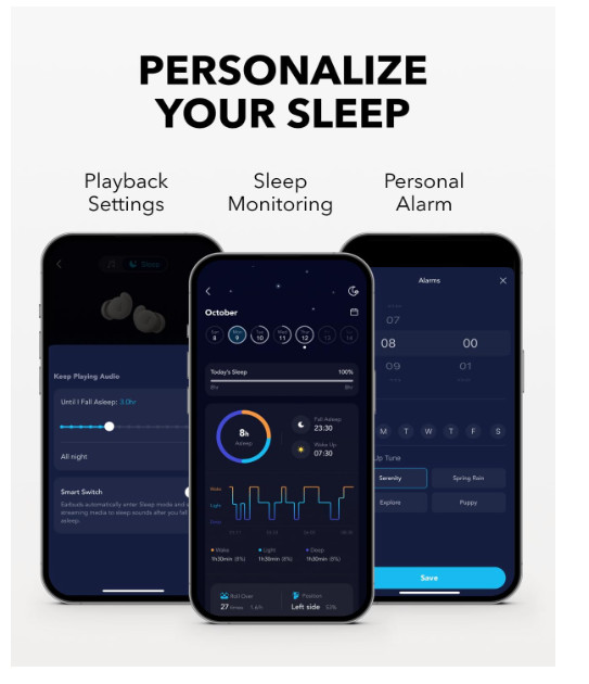 Soundcore Sleep A20 Earbuds Noise-Blocking, Sleep Headphones with Monitoring