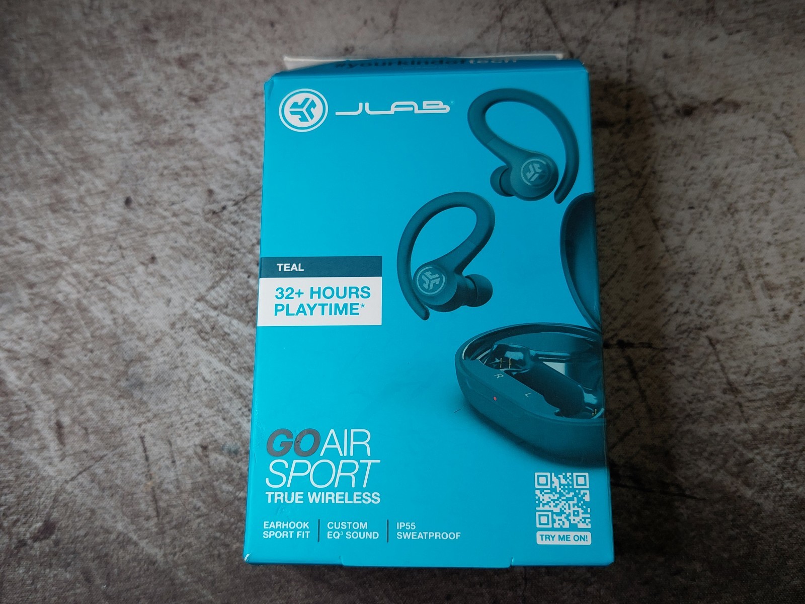 JLab Go Air Sport Wireless Earbuds Teal Bluetooth Secure Fit Ear Hook Workout