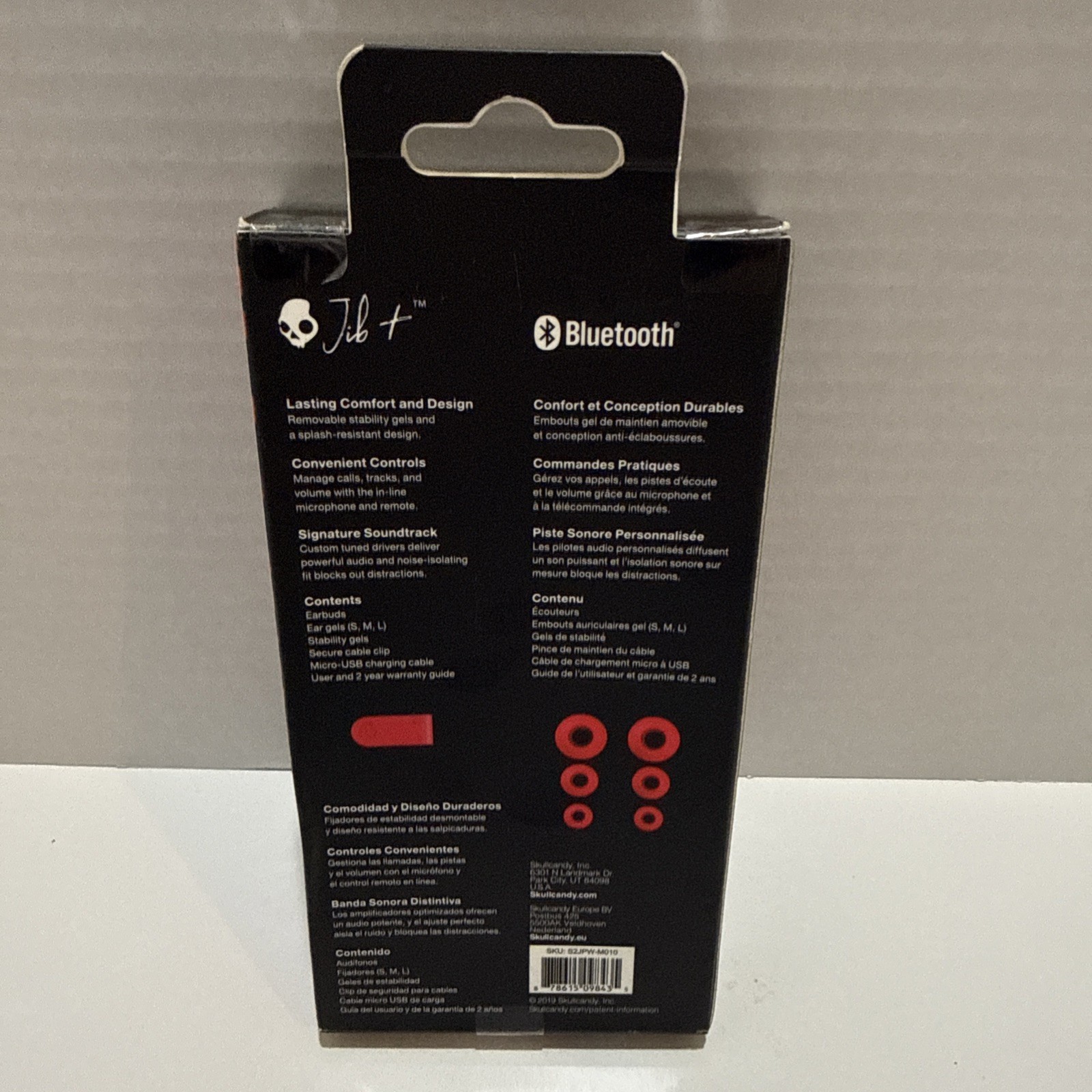 Skullcandy Jib + red Wireless In-Ear Headphones with inline mic & remote. New.