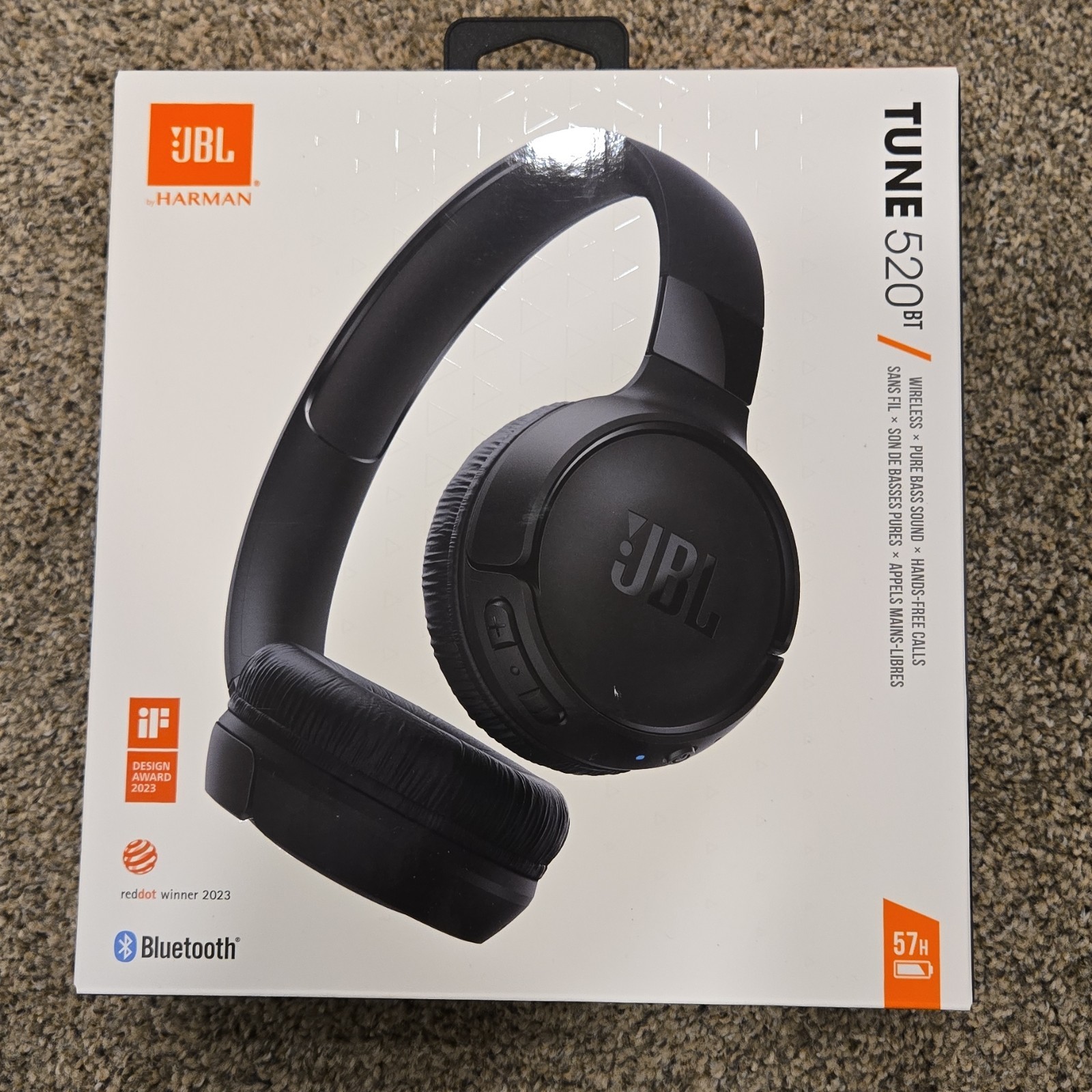JBL Tune 520BT Wireless On-Ear Headphones – Pure Bass Sound – Brand New, Sealed!