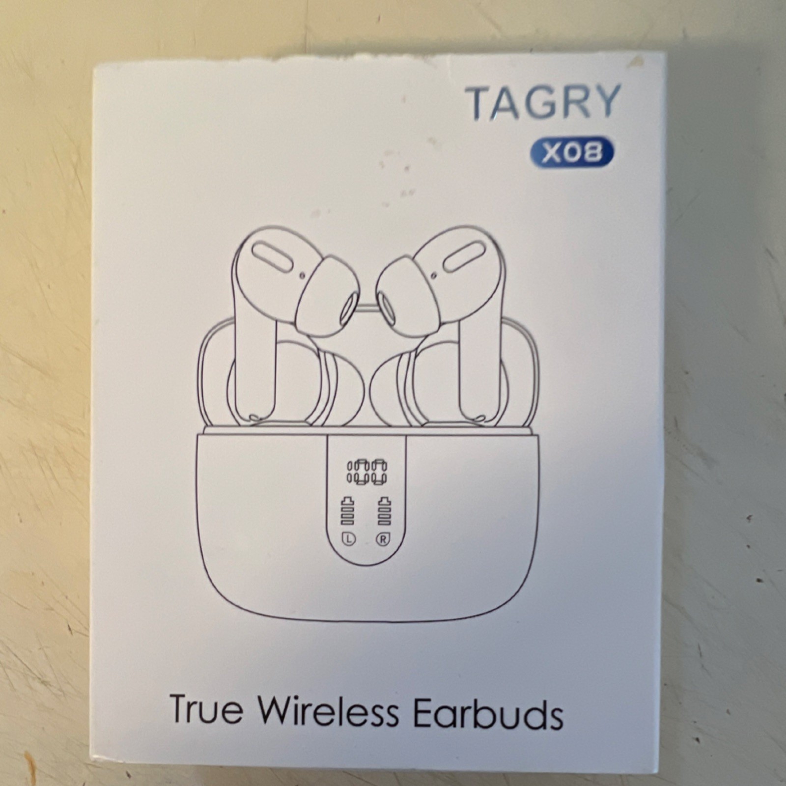 TAGRY X08 Wireless Bluetooth In-Ear Earbuds White Purple w/ Charging Case