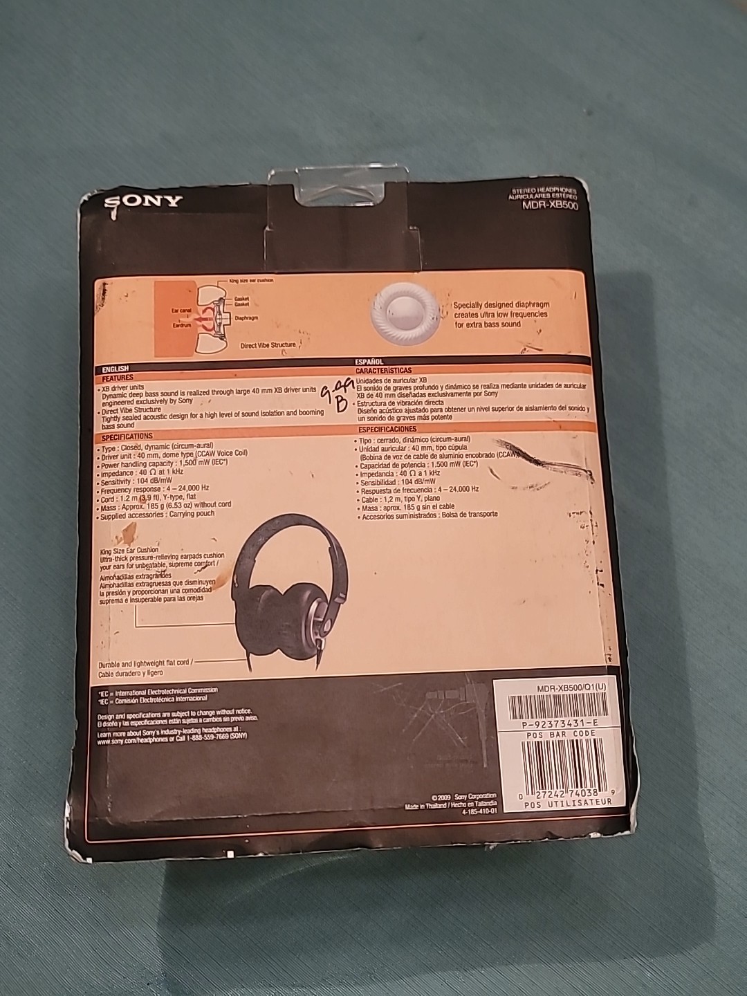 SONY MDRXB500 Headphones – 40mm Driver: MDR-XB500