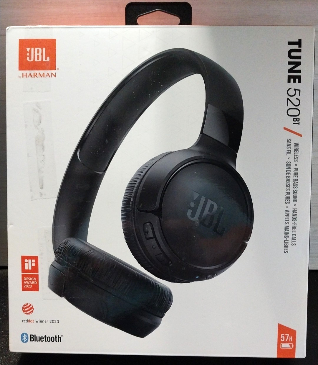 JBL Tune 520BT Wireless On-Ear Headphones Black Pure Bass Sound Voice Aware
