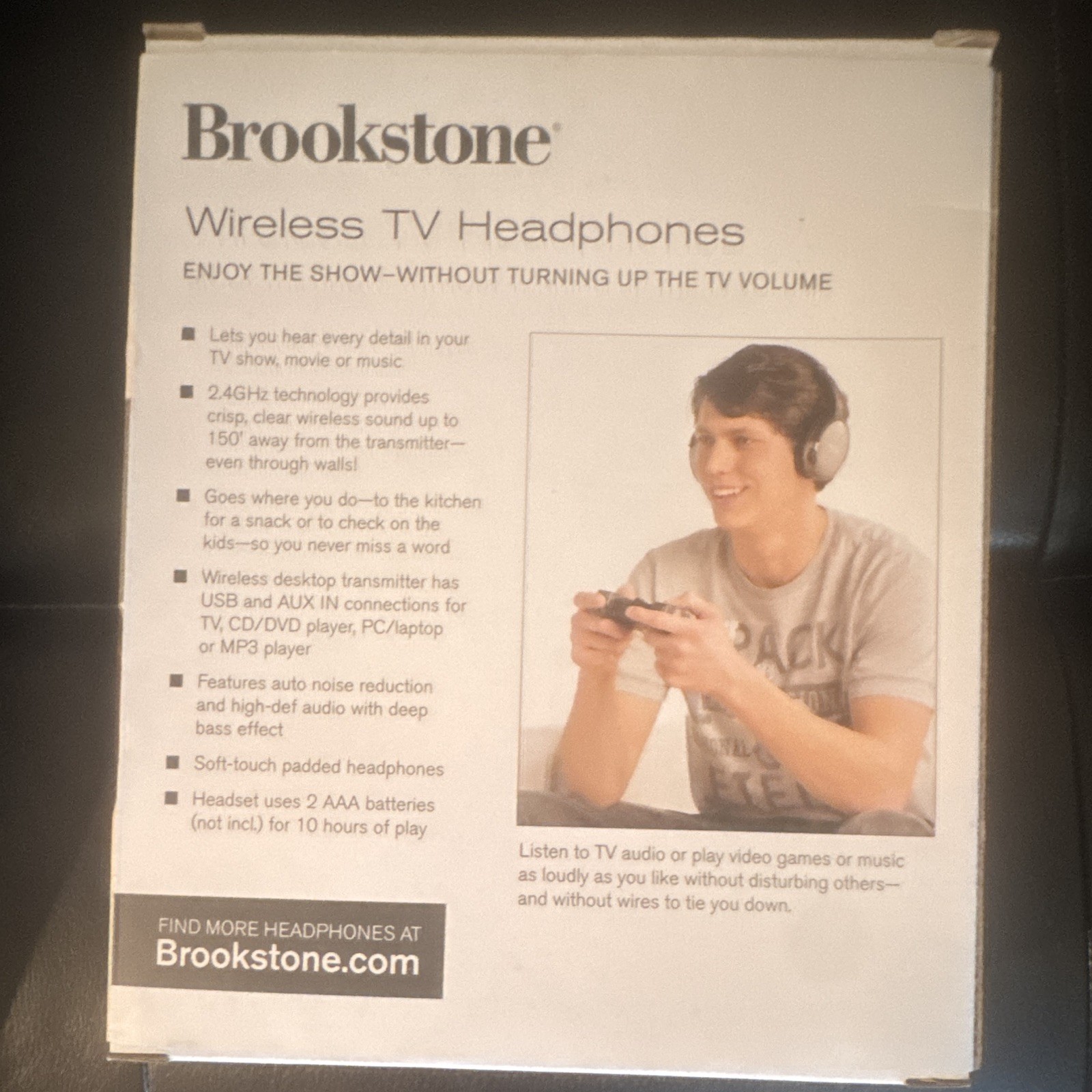Brookstone Wireless RF 2.4GHz Over-Ear TV Headphones 40mm Black