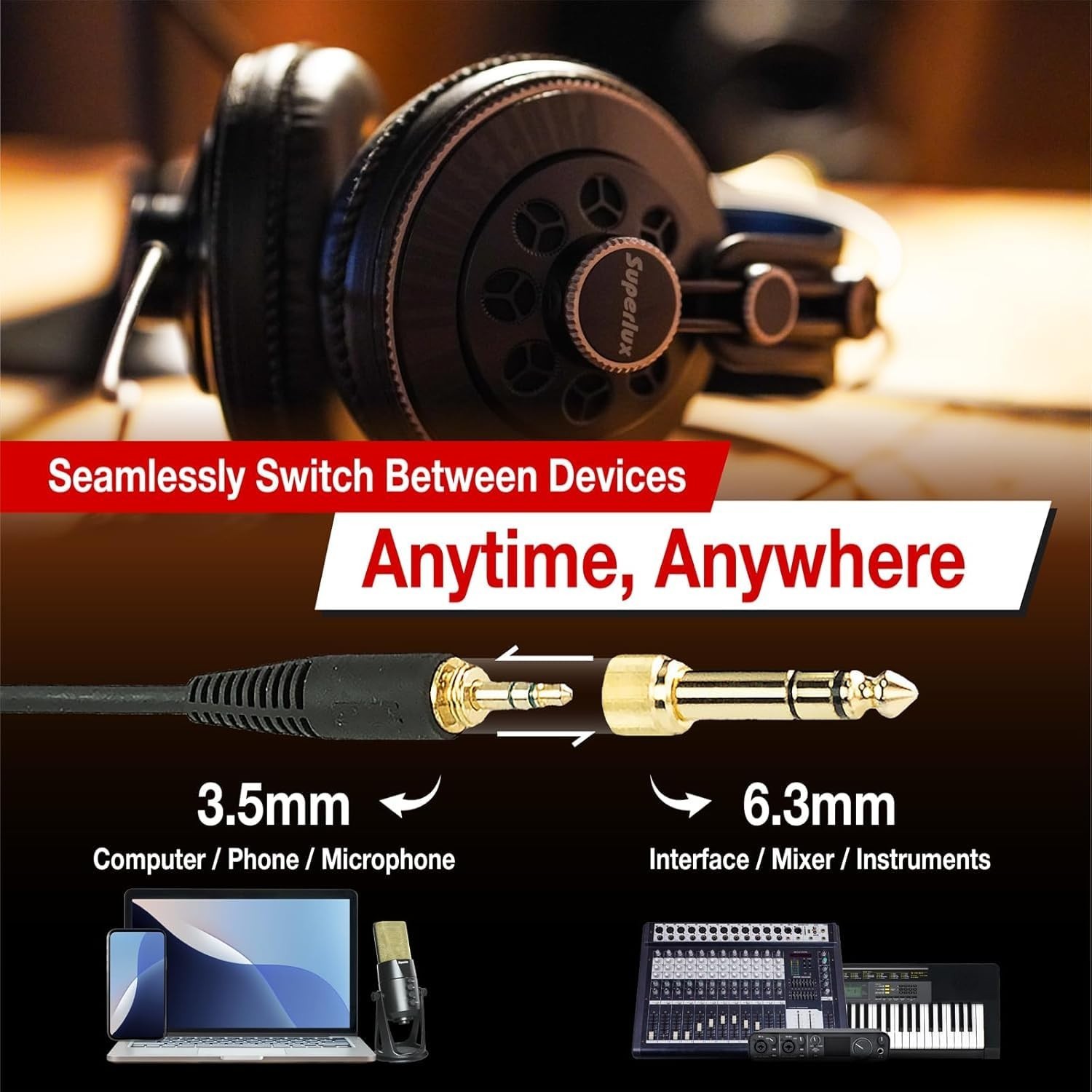 Dynamic Over-Ear Headphones with 50mm Neodymium Driver, Deep Bass, Semi-Open Des